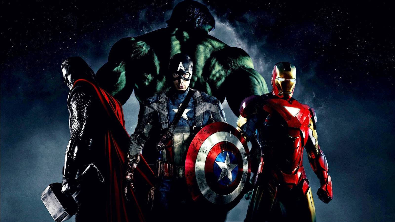 Các siêu anh hùng Marvel Hulk, Thor, Captain America và Iron Man.