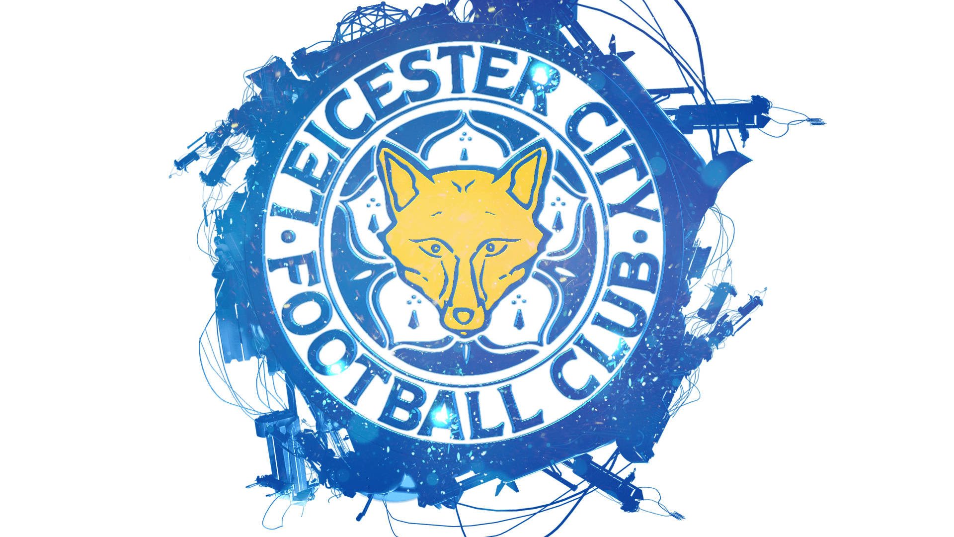 Biểu tượng Leicester City với đường chân trời thành phố Hình nền