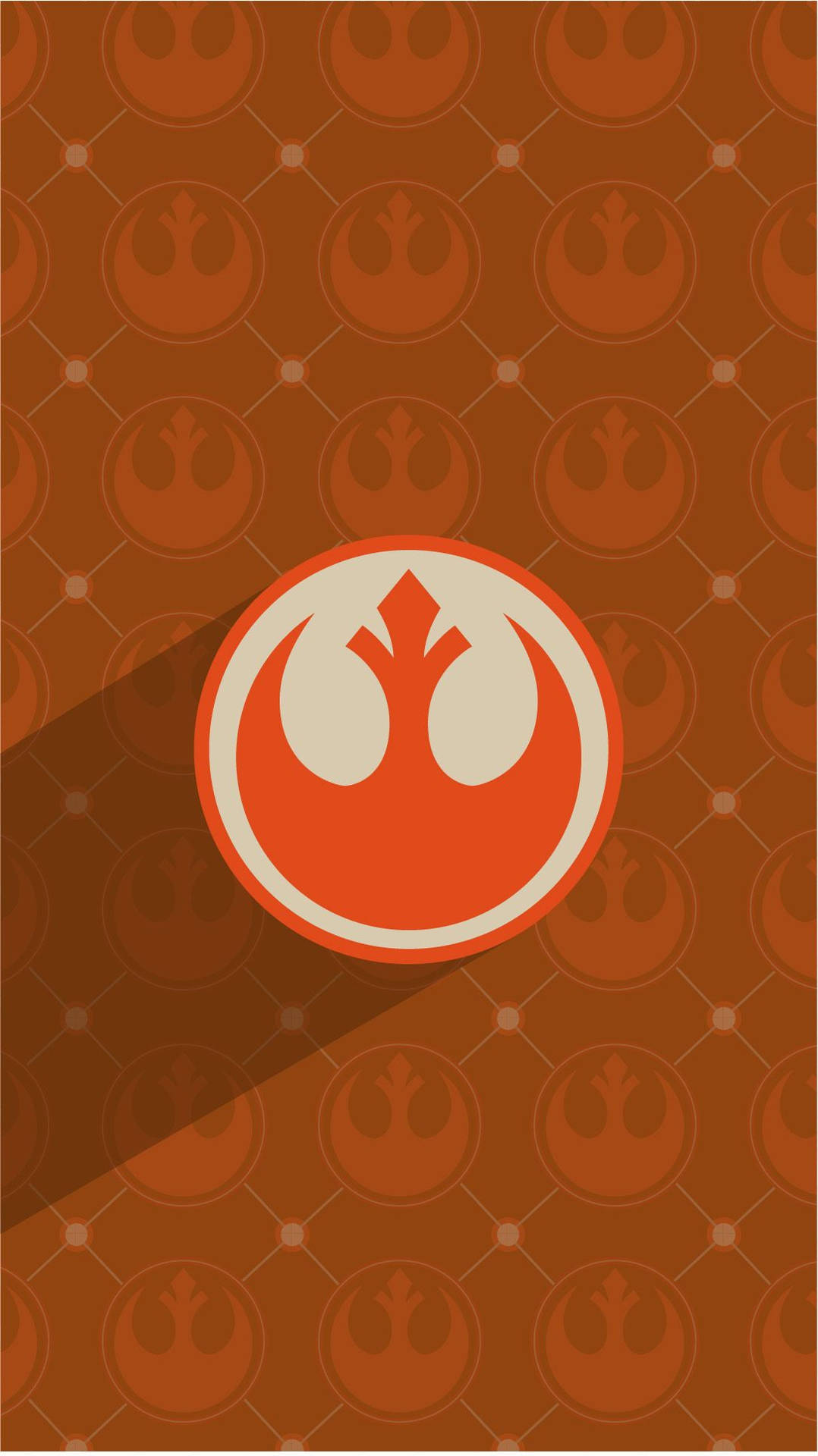 Một hình nền di động tuyệt vời với một biểu tượng star wars lớn trên nền cam.