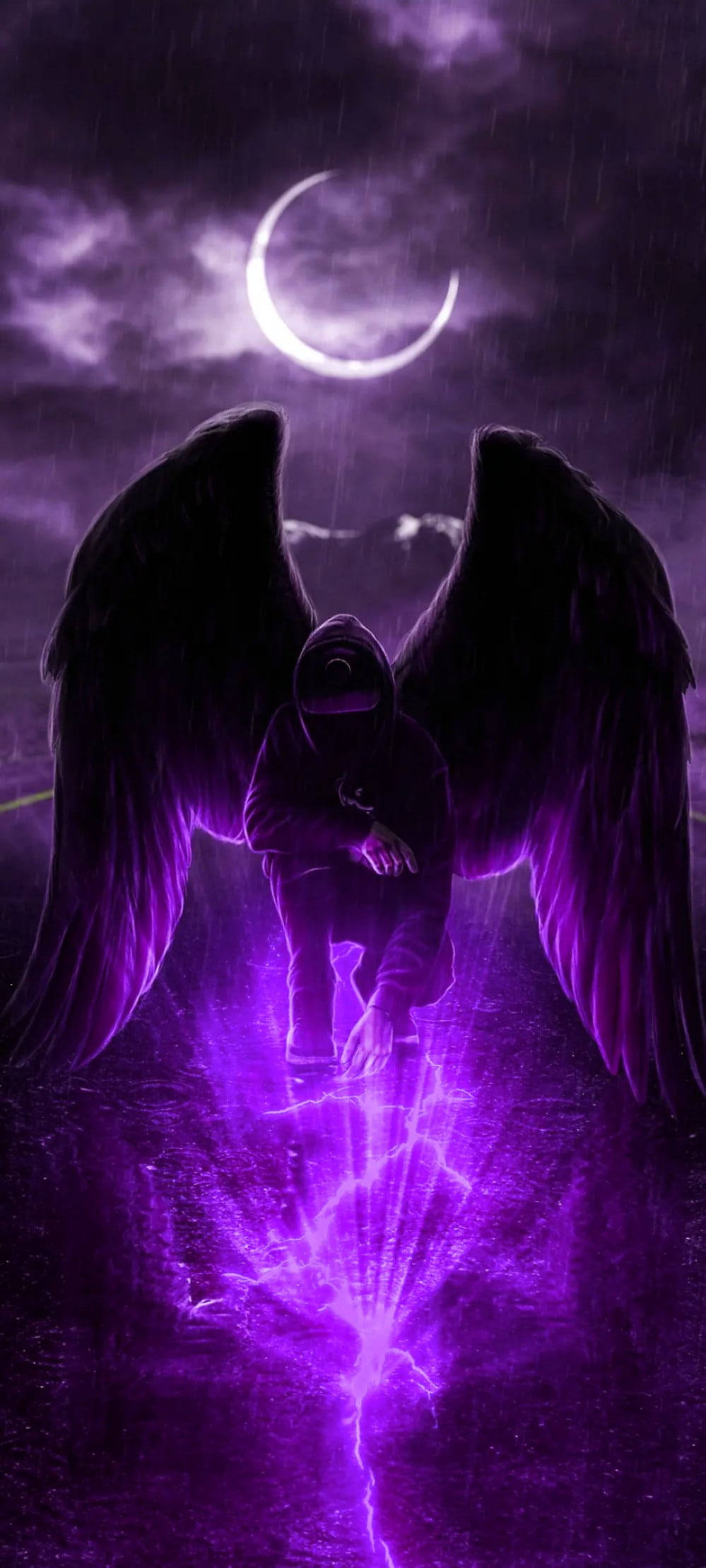 Black And Purple Aesthetic Angel Hình nền
