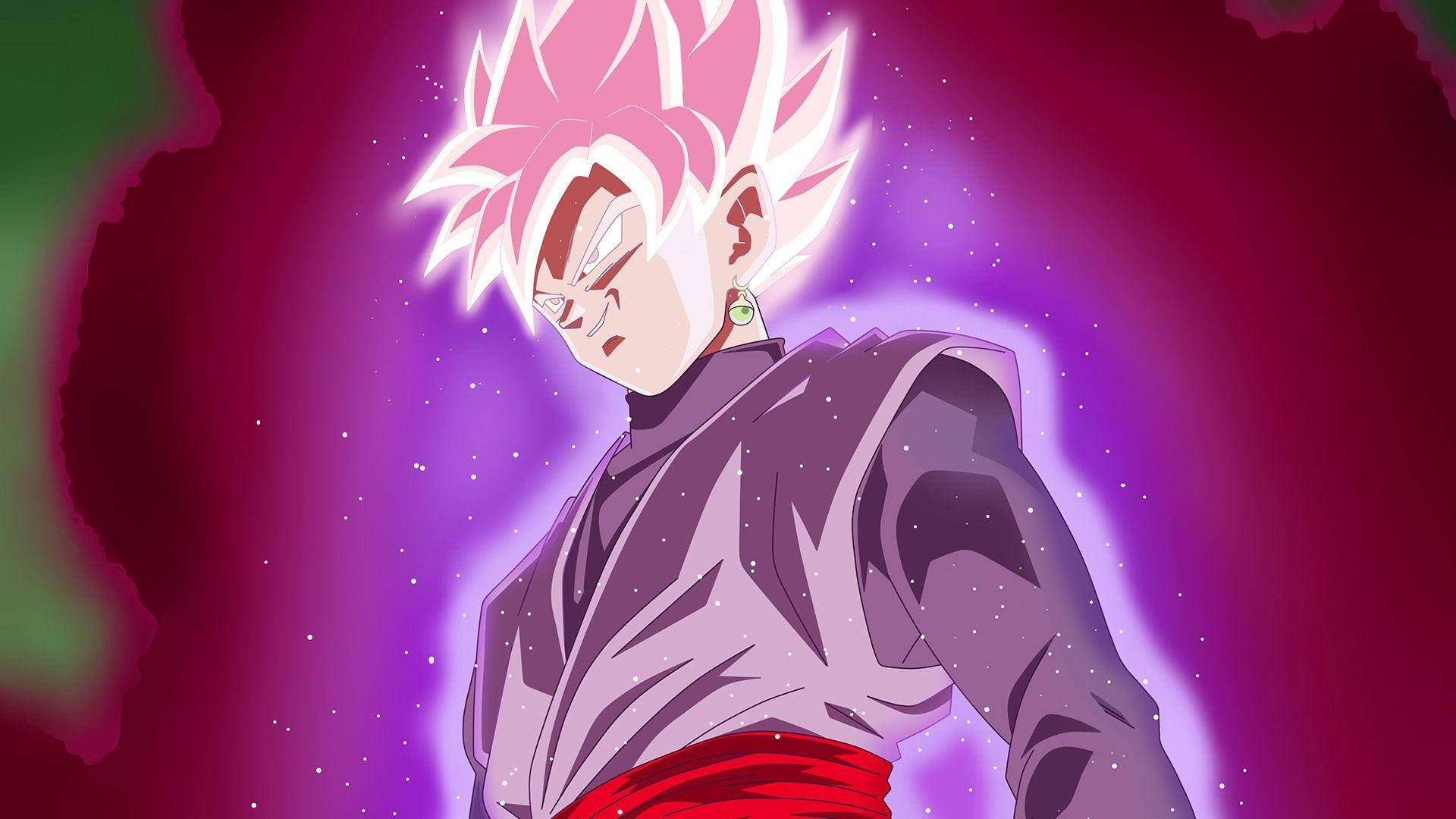 Black Goku với hào quang lấp lánh hồng Hình nền
