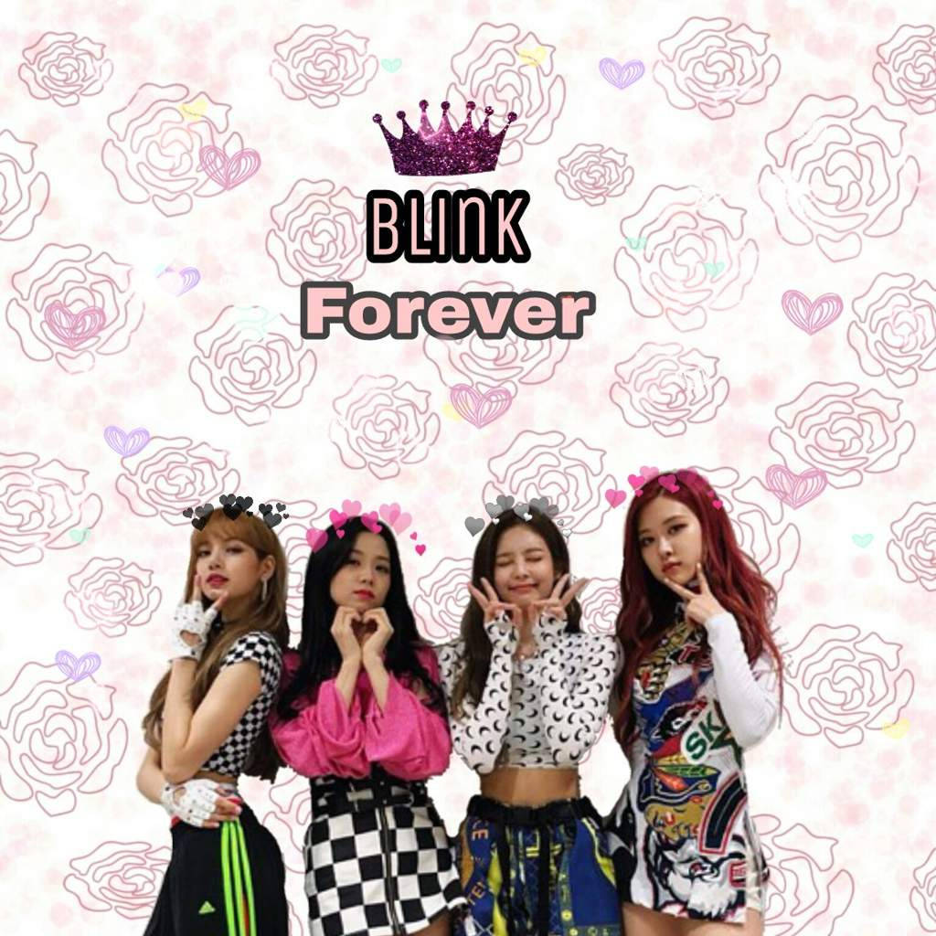 Các thành viên Blackpink với chữ Blink Forever và vương miện tím hình nền