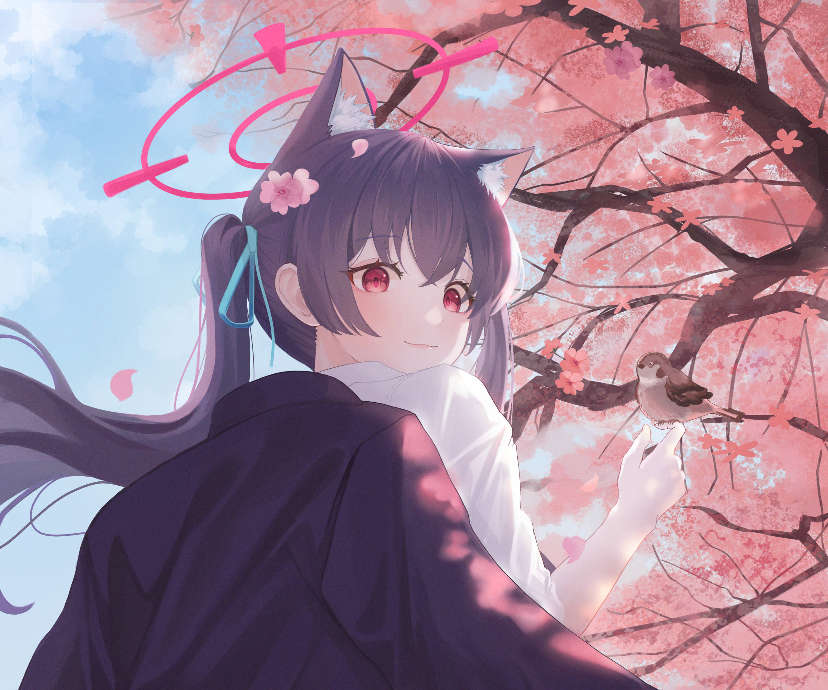 Blue Archive Kuromi Serika Hoa Anh Đào Hình nền