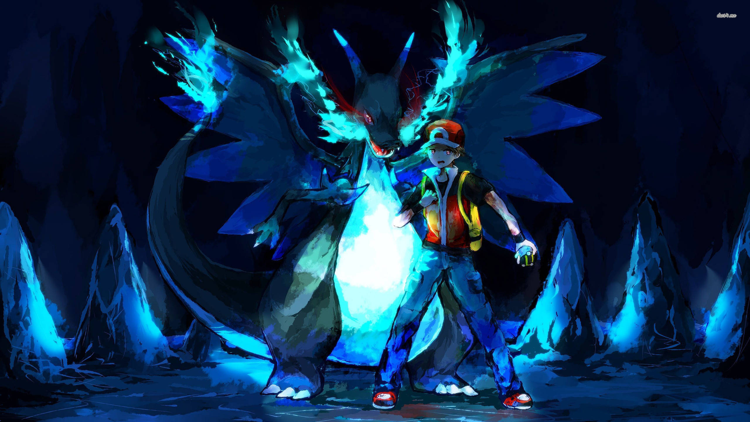 Blue Charizard Cool Pokemon Với Ash Hình nền