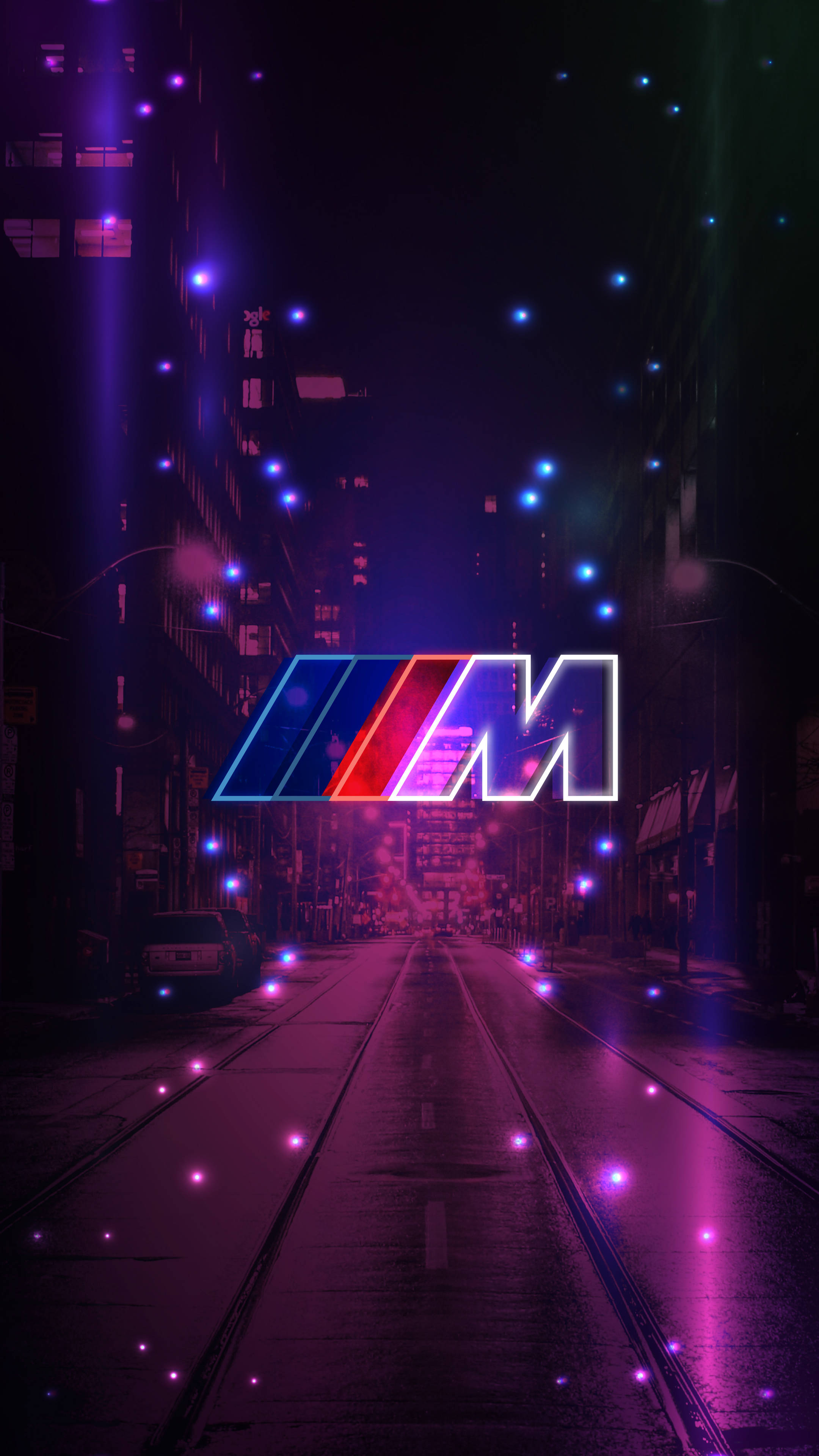 BMW M Logo trên con đường tím lấp lánh Hình nền