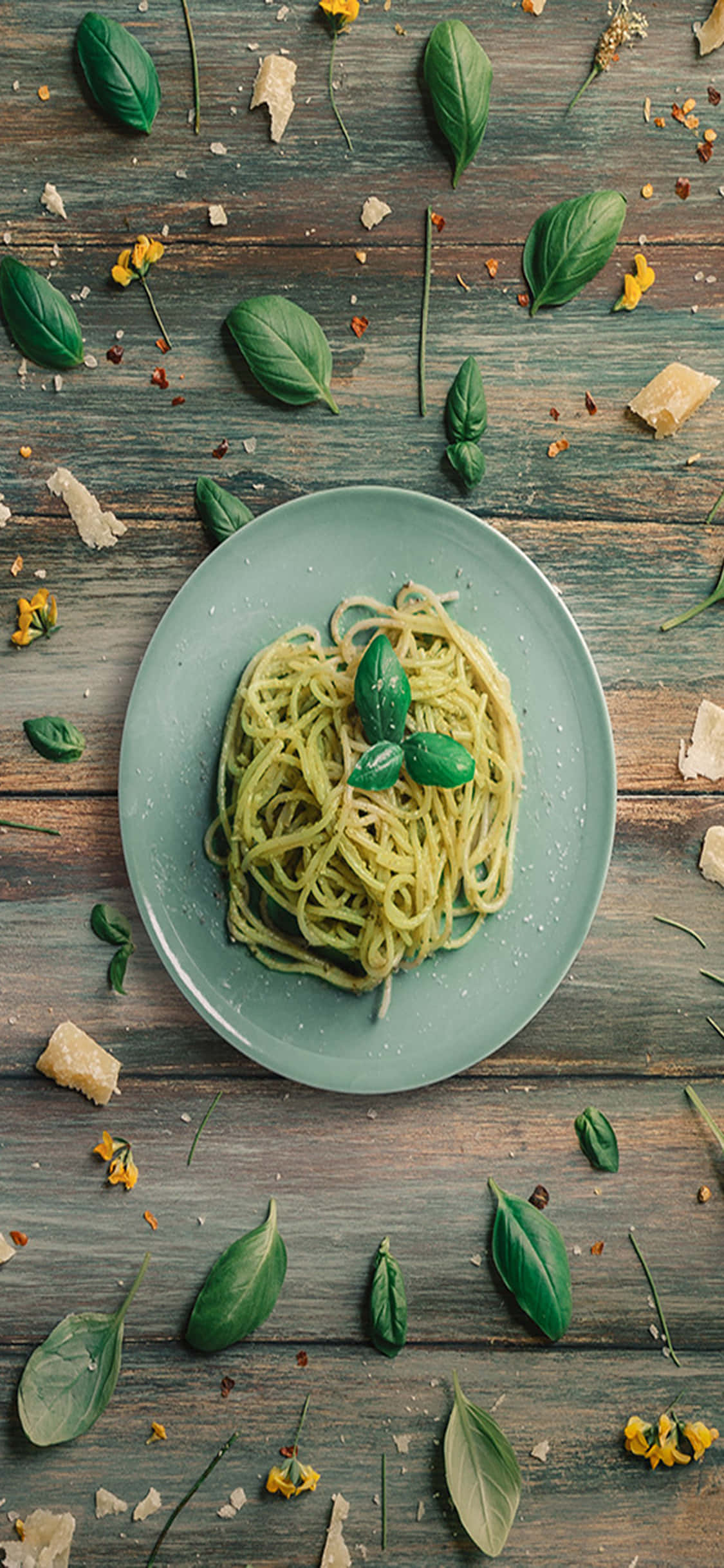 Bố Cục Bằng Của Món Pesto Nền Mỳ iPhone X Hình nền