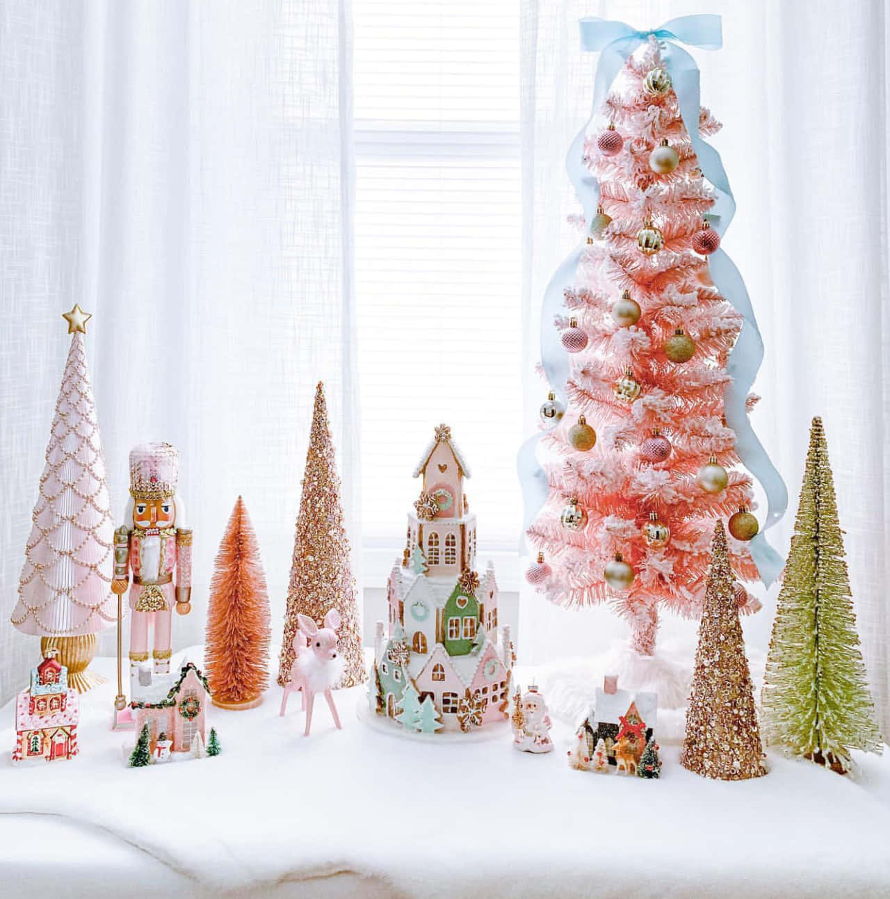 Bộ sưu tập cây thông Noel pastel dễ thương Hình nền