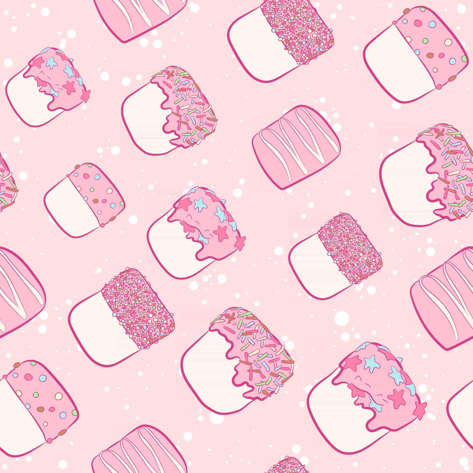 Bộ Sưu Tập Kawaii Đáng Yêu Trên Nền Hồng Hình nền