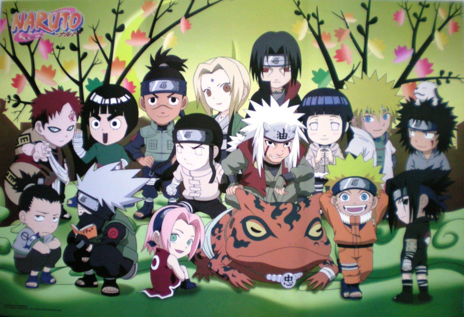 Bộ Sưu Tập Nhân Vật Naruto Mini Trên Nền Anime Hình nền