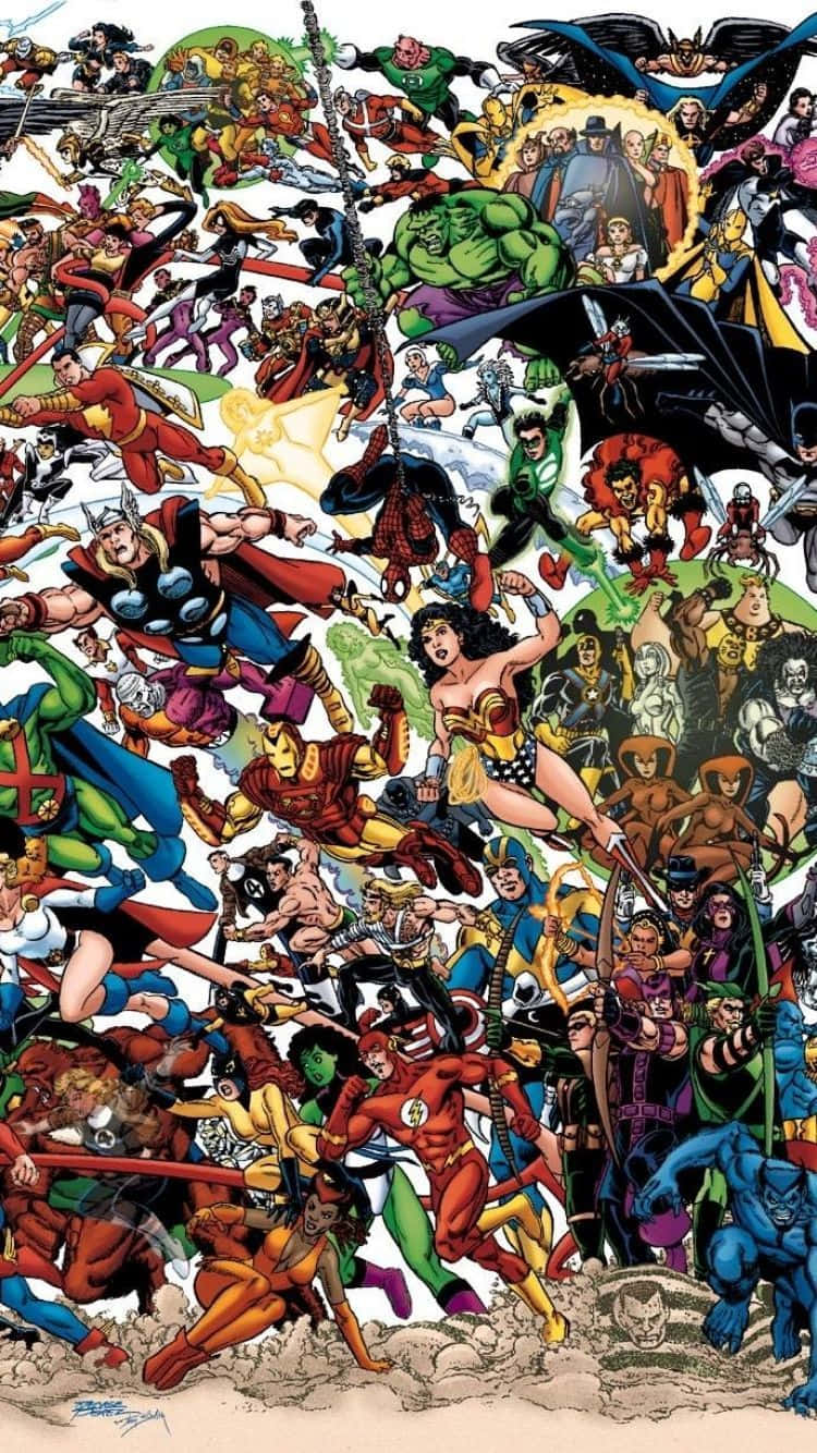Bộ Sưu Tập Siêu Anh Hùng DC Và Marvel Kết Hợp Hình nền