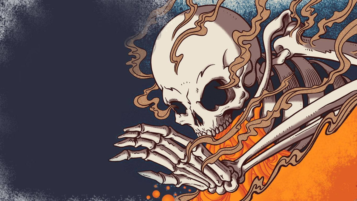 Bộ xương cháy phong cách Indie Hình nền