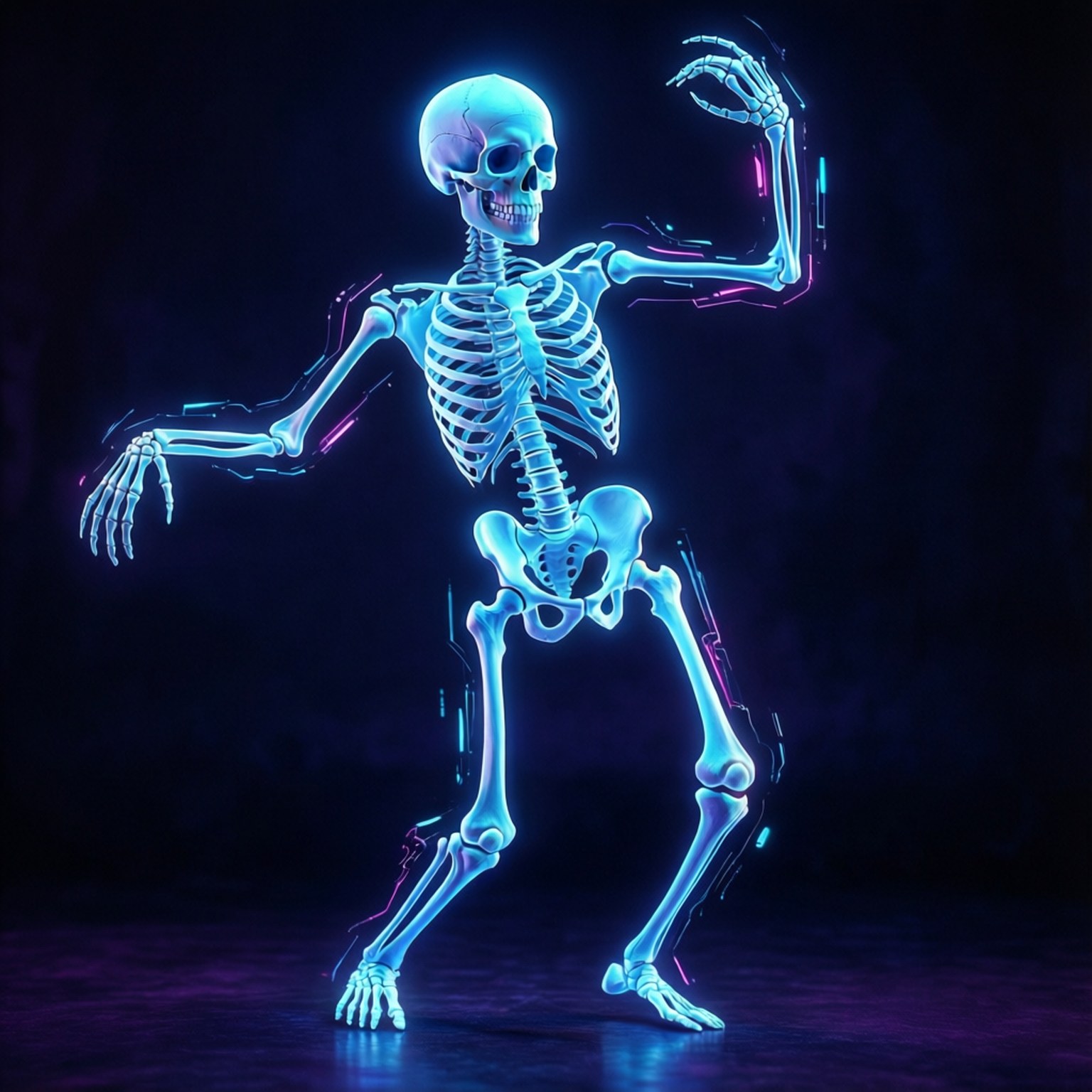 Bộ Xương Xanh Neon Hình nền