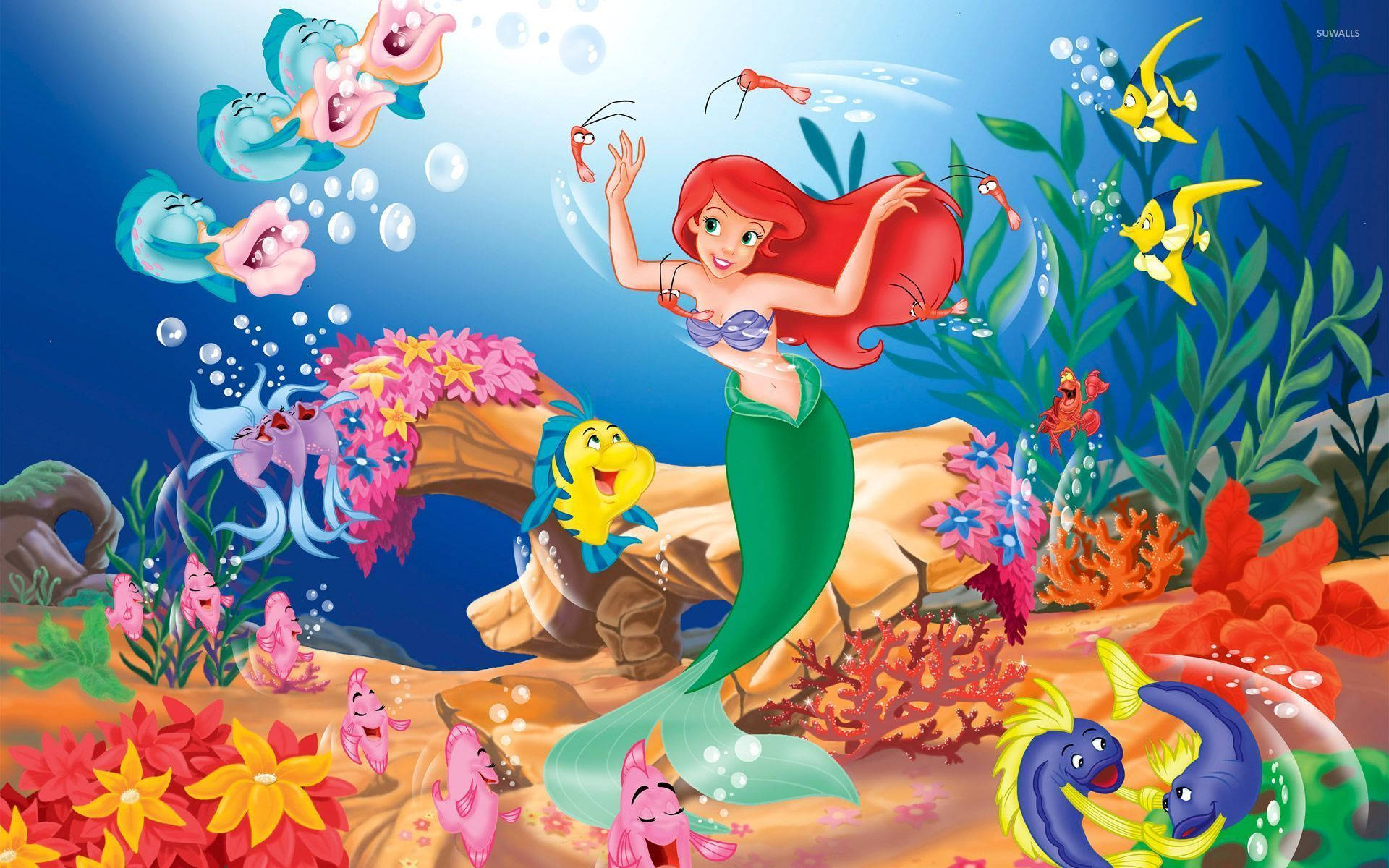 Bơi và vui chơi cùng Ariel, Flounder và Sebastian Hình nền
