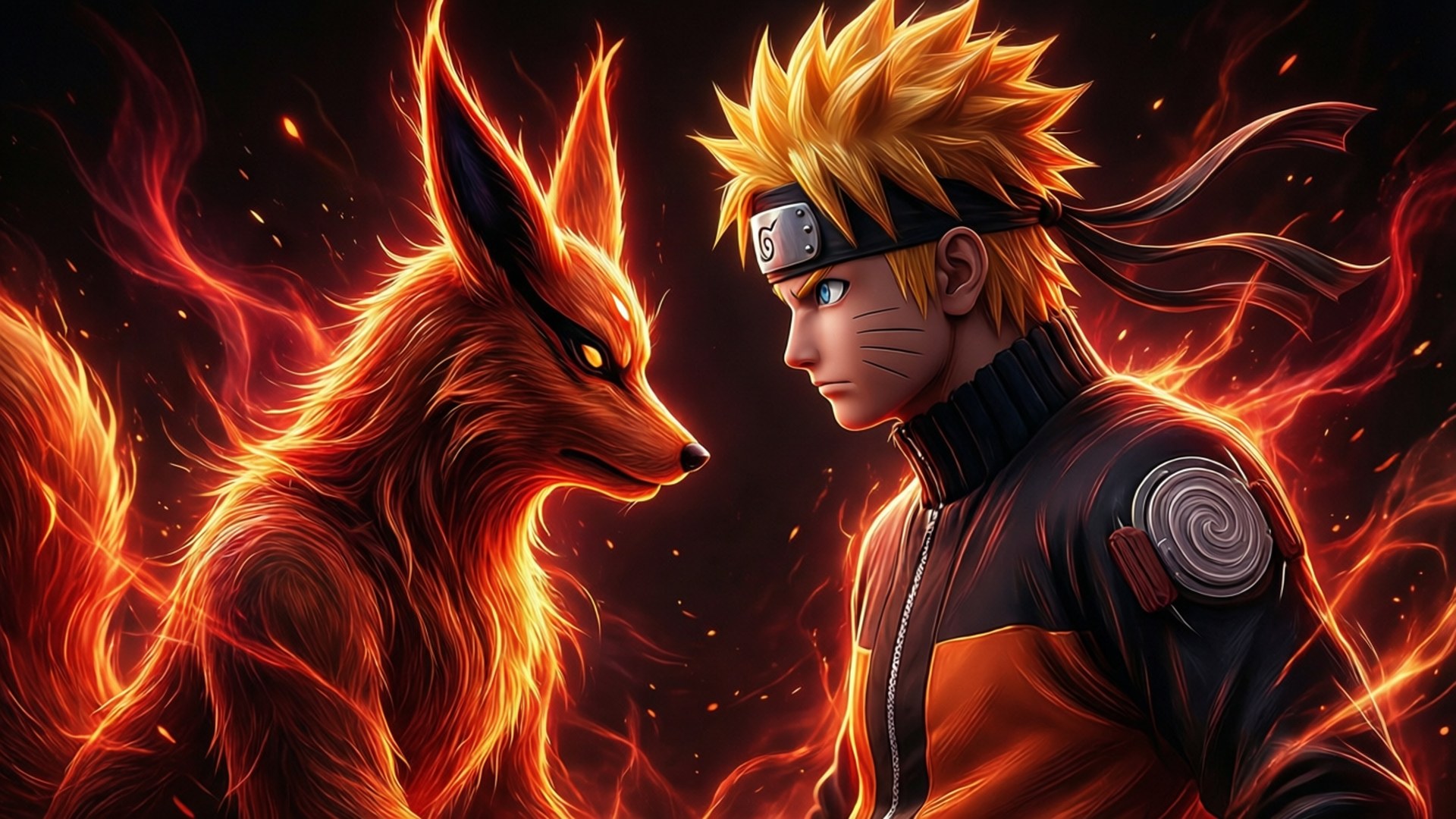 Bóng đen Kurama và Naruto Hình nền