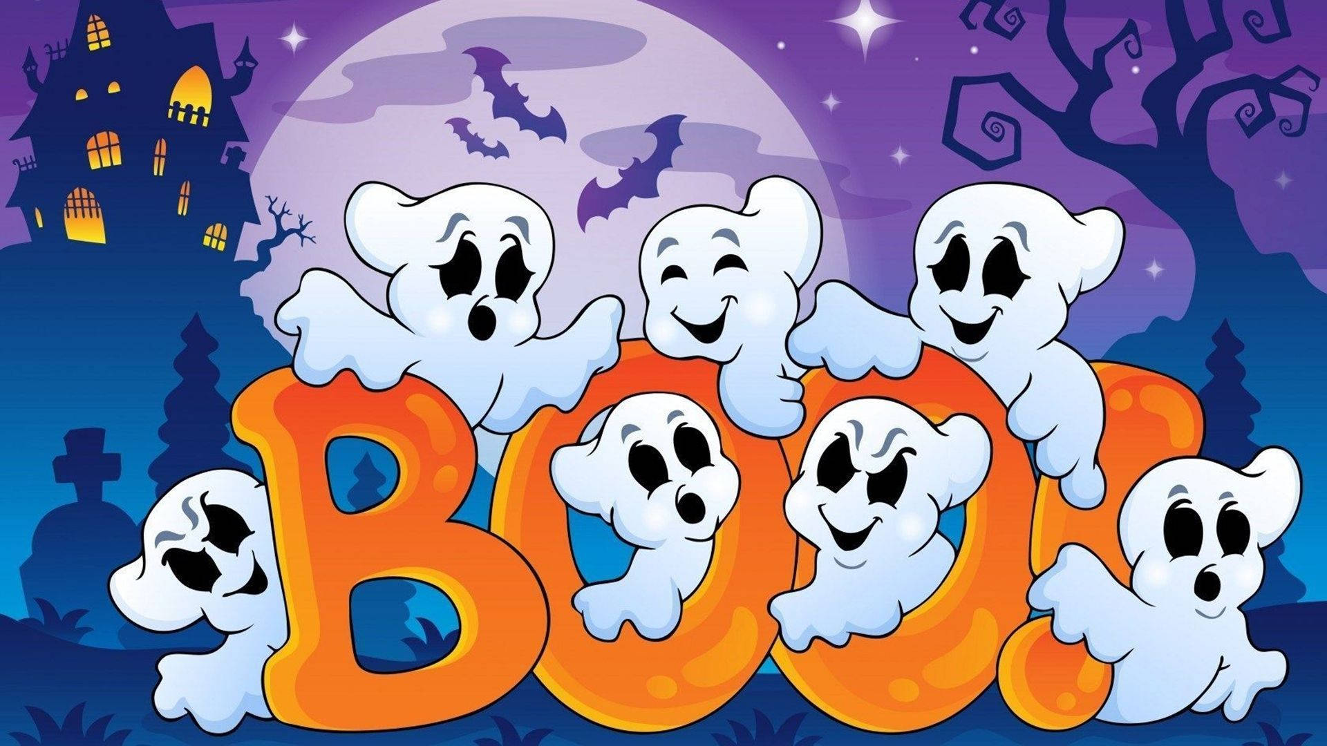 Bóng ma tinh nghịch Halloween hoạt hình Hình nền