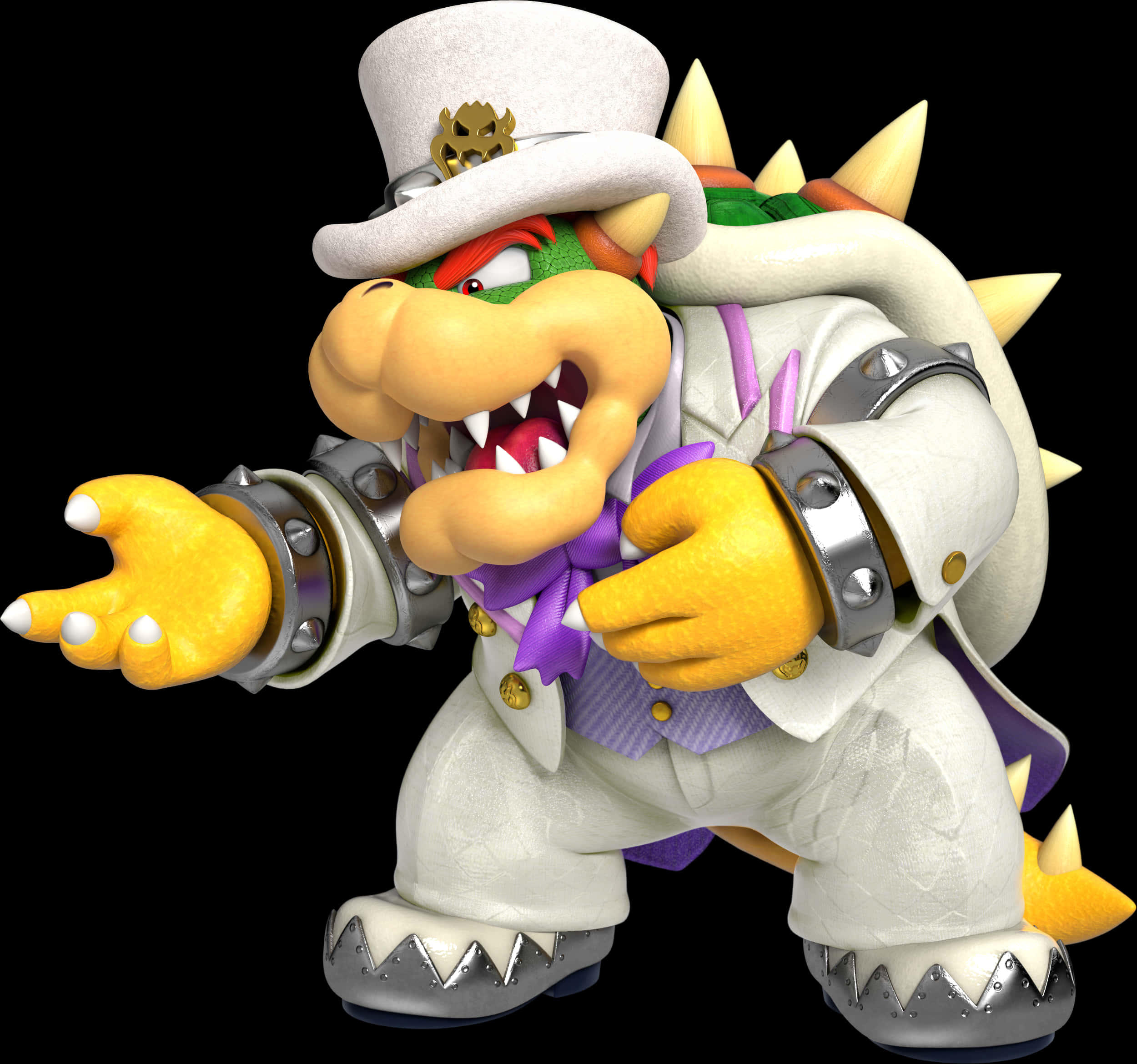 Bowser trong Bộ Vest Trắng 3D Render Hình nền