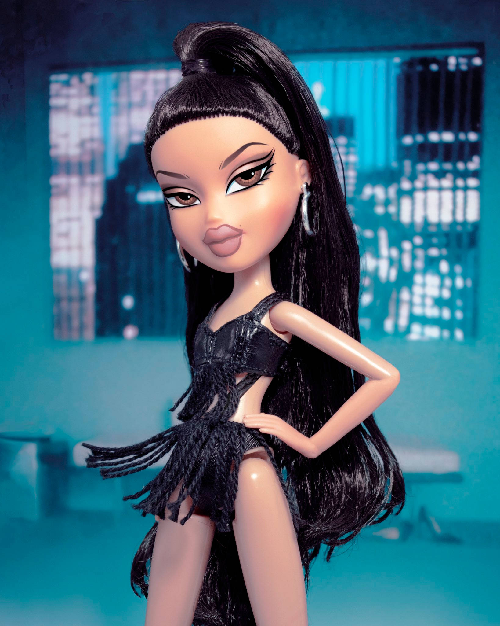 Bratz Aesthetic Siêu Mẫu Trong Trang Phục Đen Hình nền