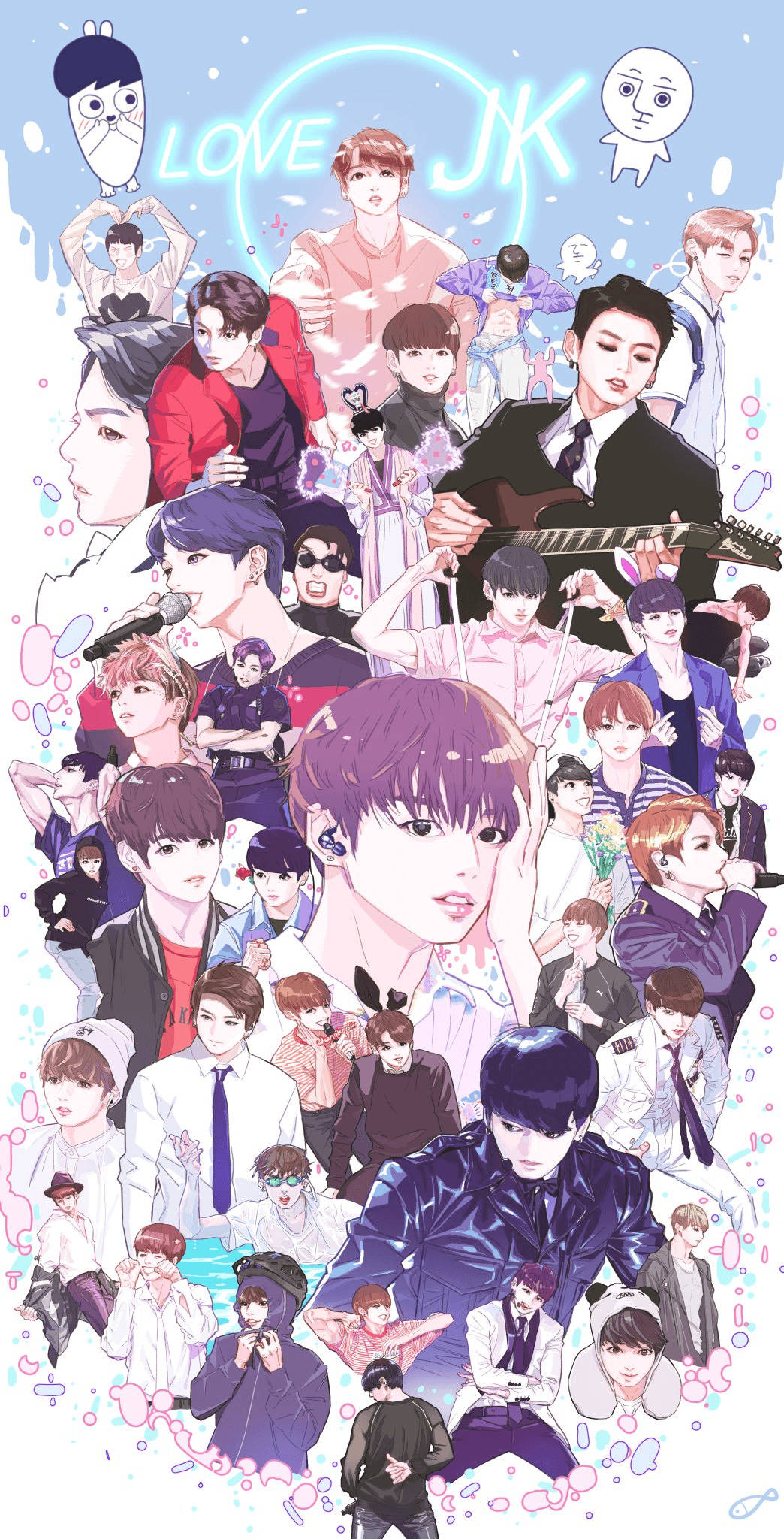 BTS Anime Tình Yêu JK Hình nền