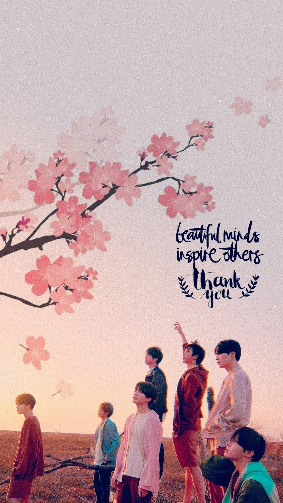 BTS cùng nhau dưới tán hoa anh đào đầy thẩm mỹ Hình nền