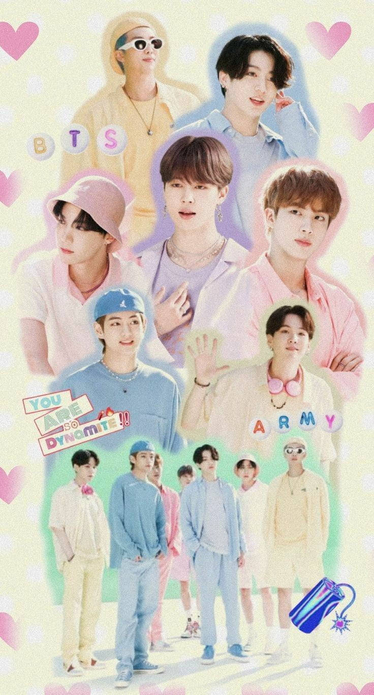 BTS Dynamite dễ thương phong cách Pastel Hình nền