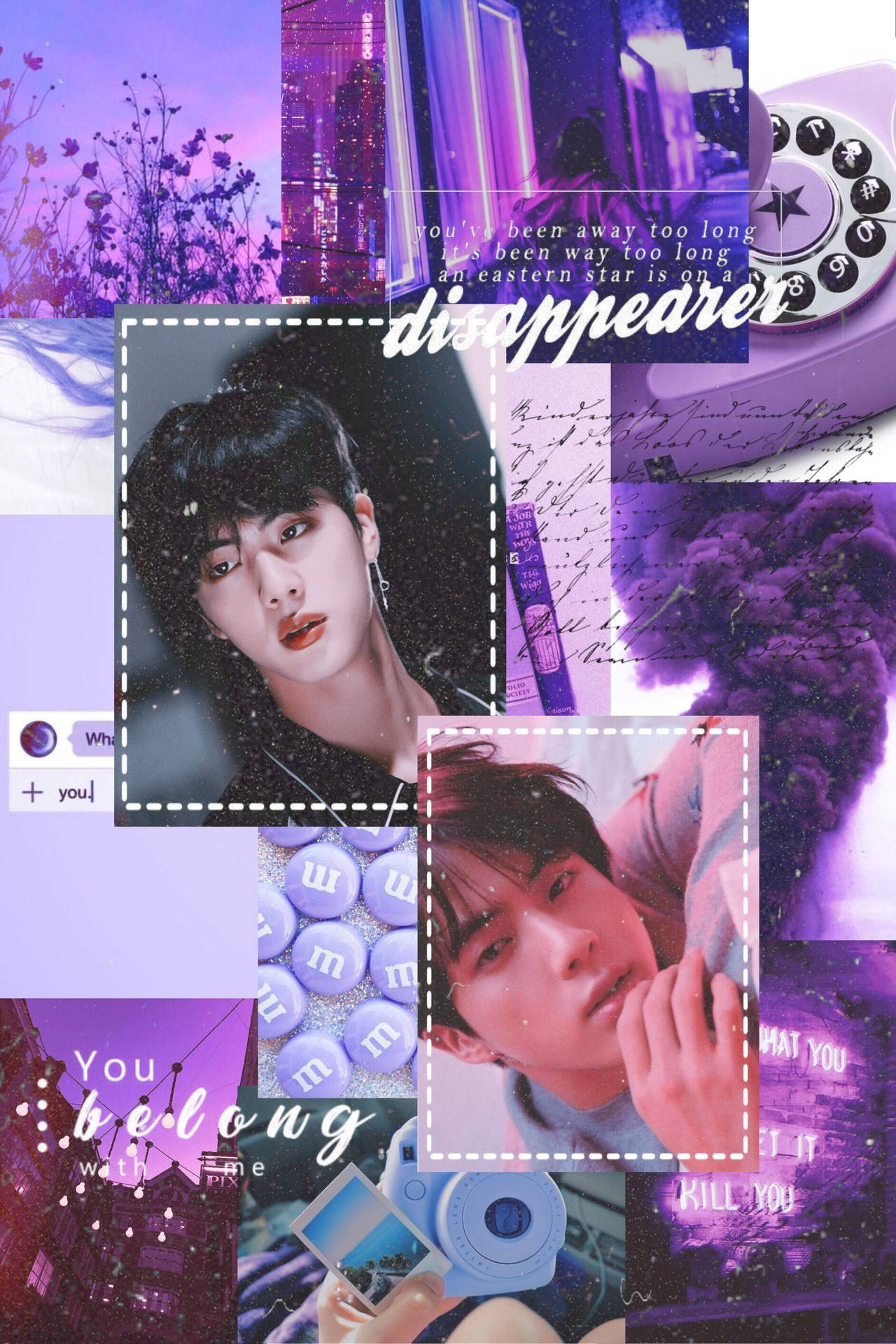 BTS Jin Tím Nghệ Thuật Collage