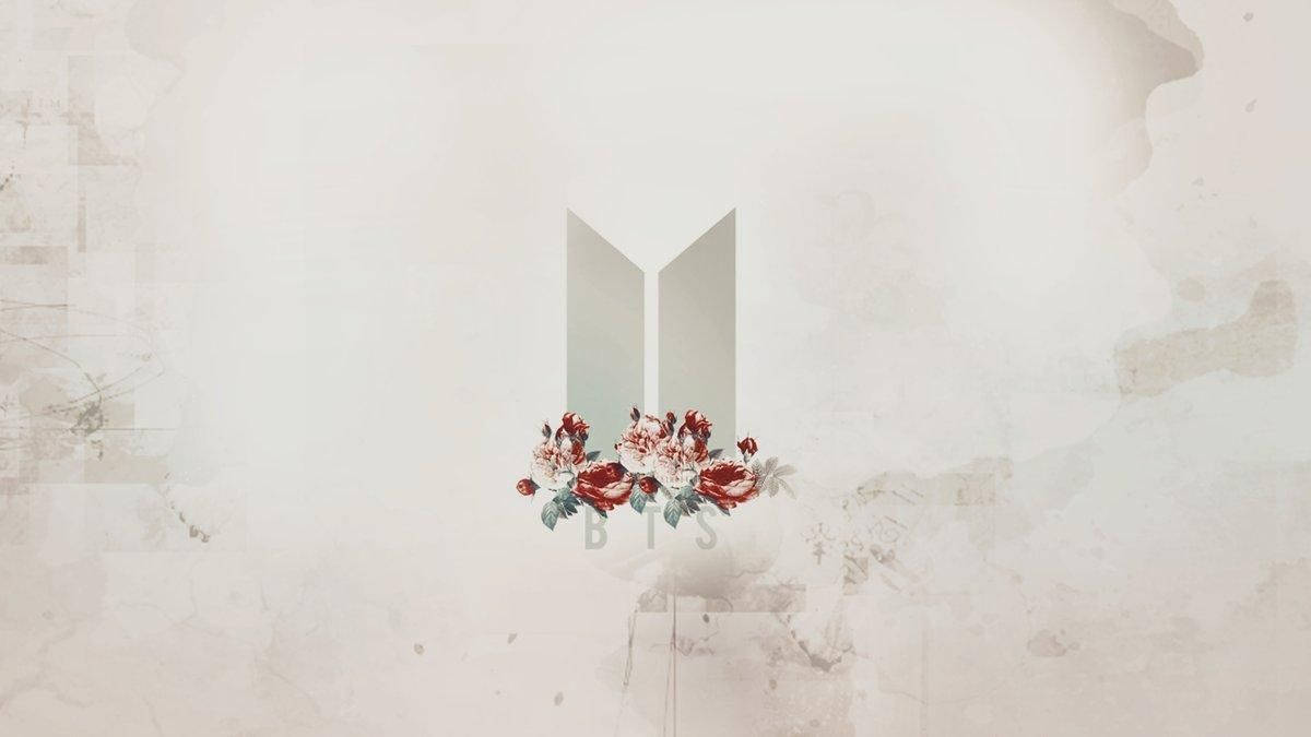 BTS Logo Với Hoa Cho Laptop Hình nền