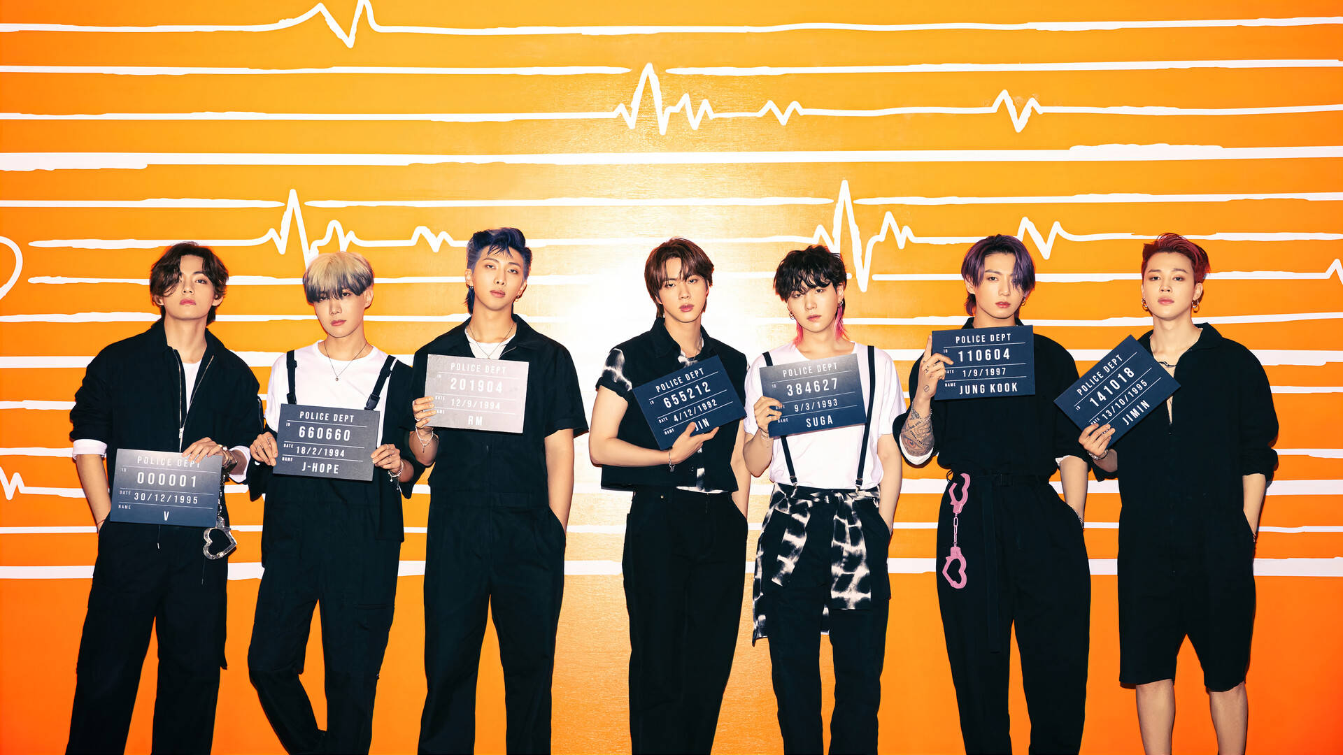 BTS nhóm ảnh chụp kiểu mugshot Hình nền