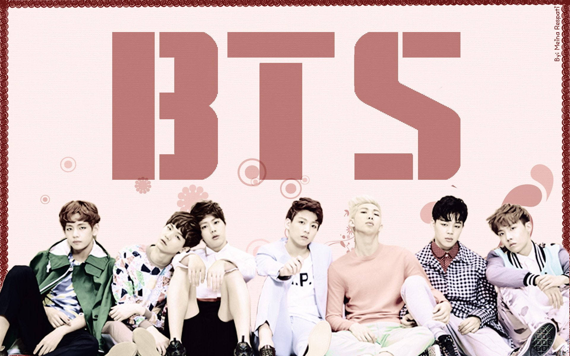 BTS Nhóm Ảnh Màu Hồng Hình nền
