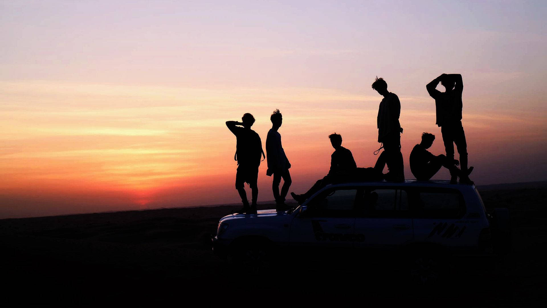 BTS nhóm chụp ảnh hoàng hôn Hình nền