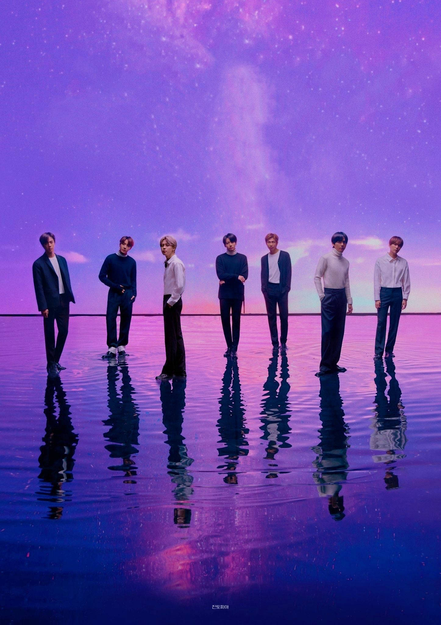 BTS OT7 trên nền tím pastel Hình nền