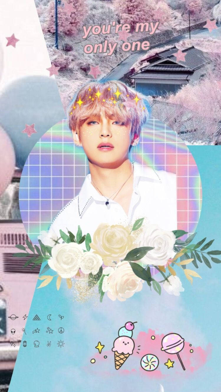 BTS Thành Viên V Phong Cách Màu Pastel Hình nền