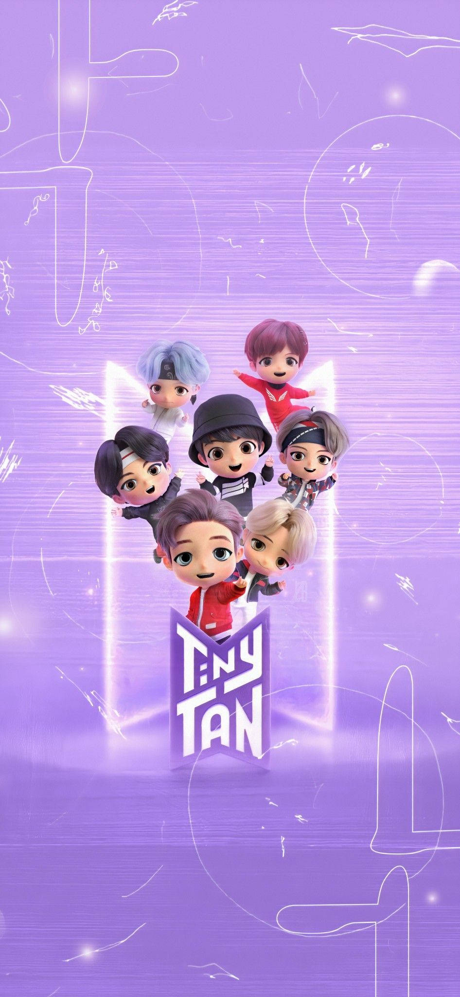 BTS Tinytan chân dung tím pastel Hình nền