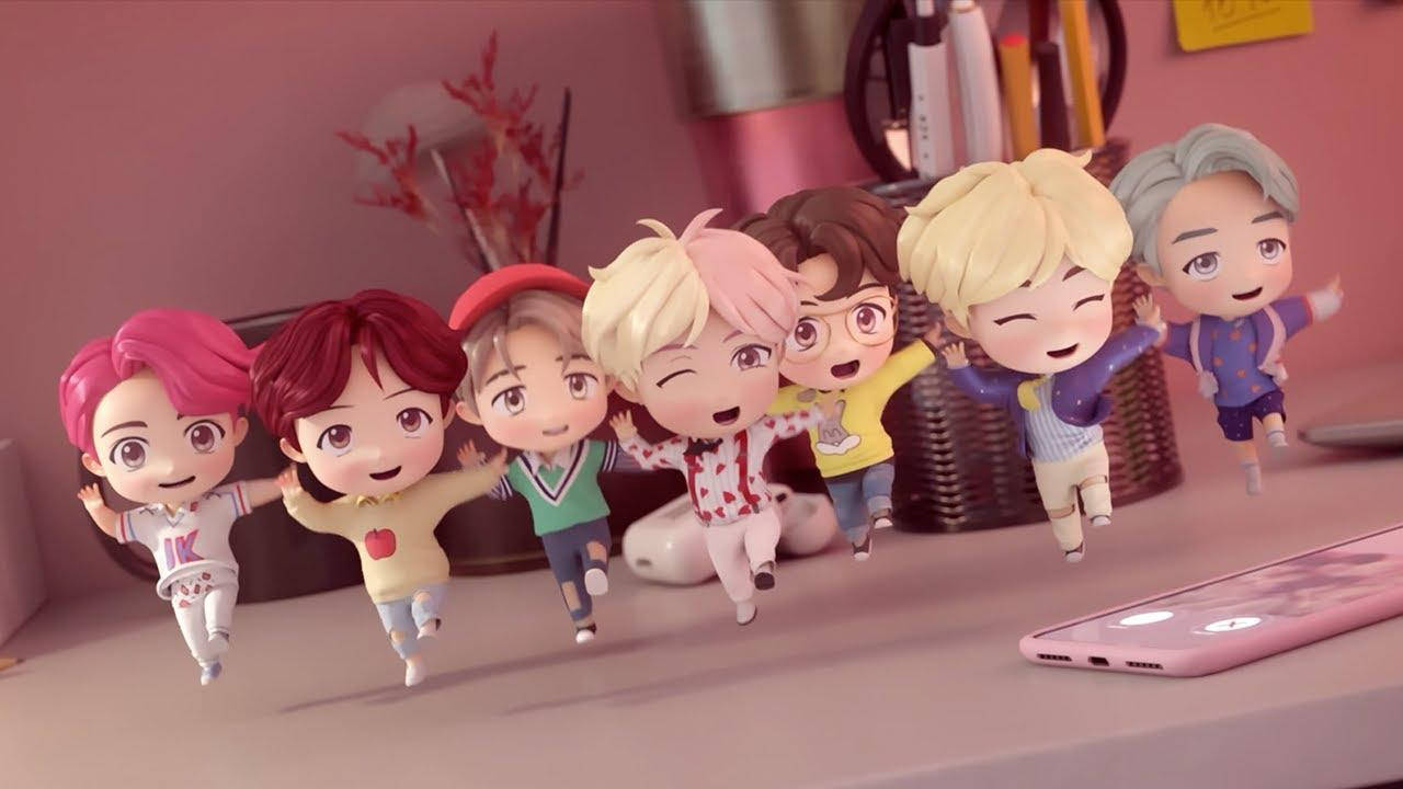 BTS TinyTAN Nhân Vật Nhảy Múa Trên Laptop Hình nền