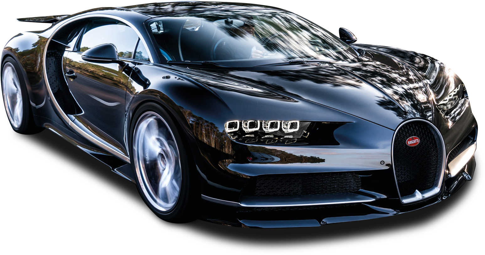 Bugatti Chiron màu đen nhìn nghiêng Hình nền