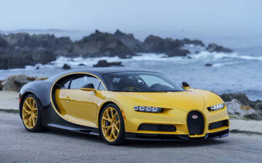Bugatti Chiron màu vàng 4K Hình nền