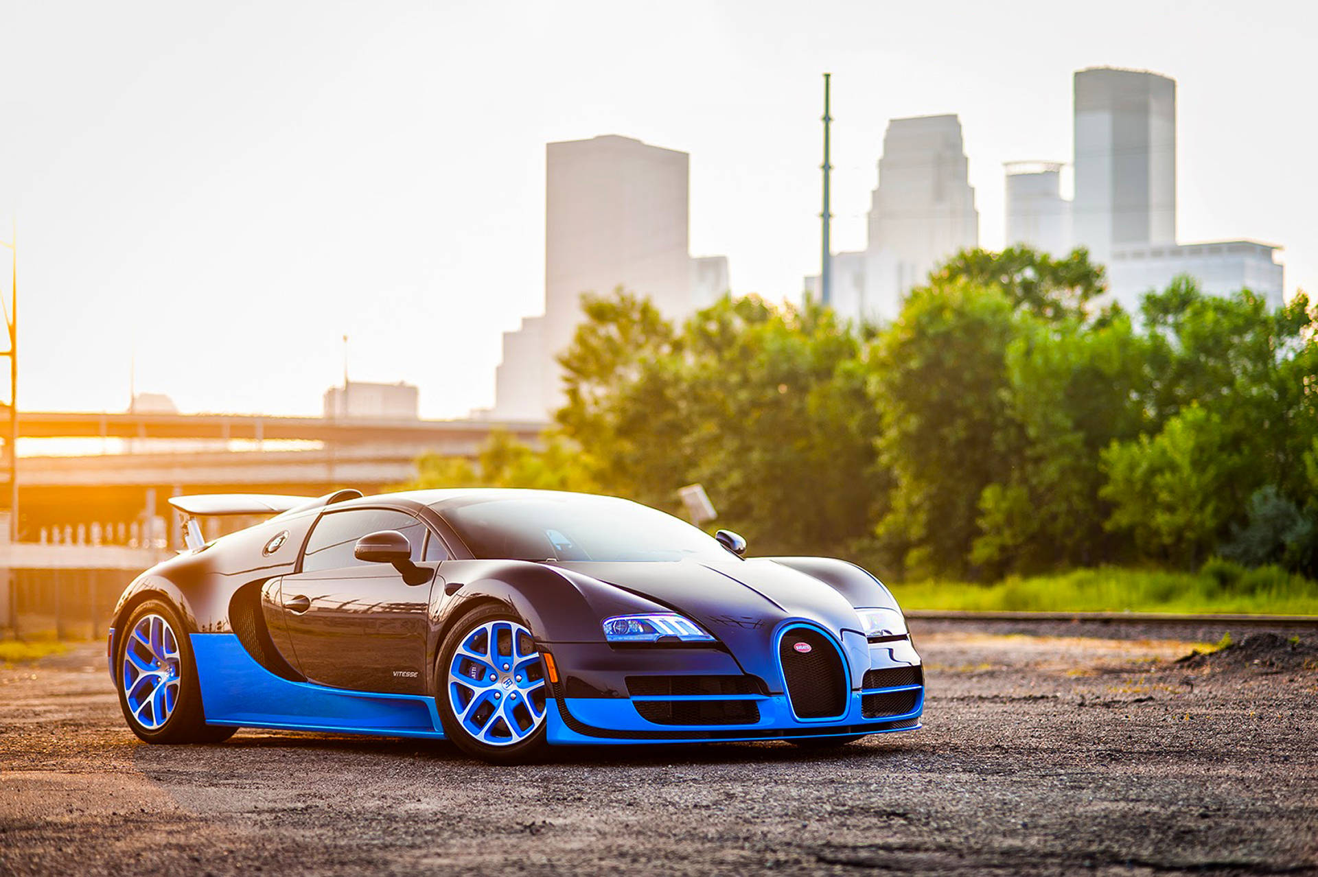 Bugatti Veyron Xanh Lúc Bình Minh Hình nền