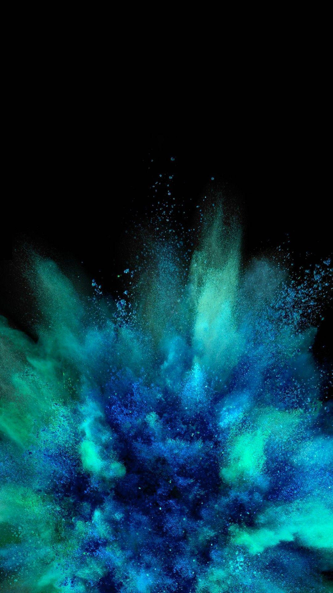 Bước vào thế giới xanh lam tuyệt đẹp với Vụ nổ Bột Màu Xanh AMOLED Hình nền