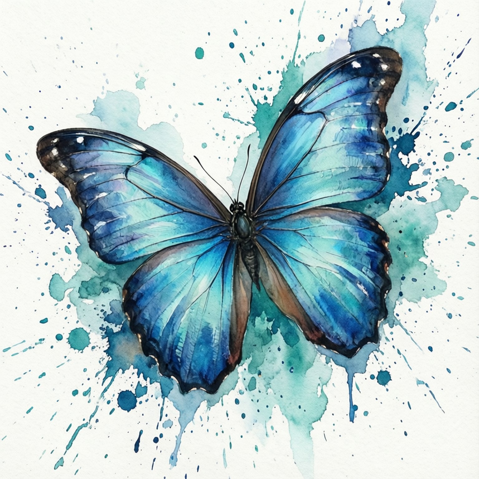 Bướm Morpho Xanh Màu Nước Hình nền