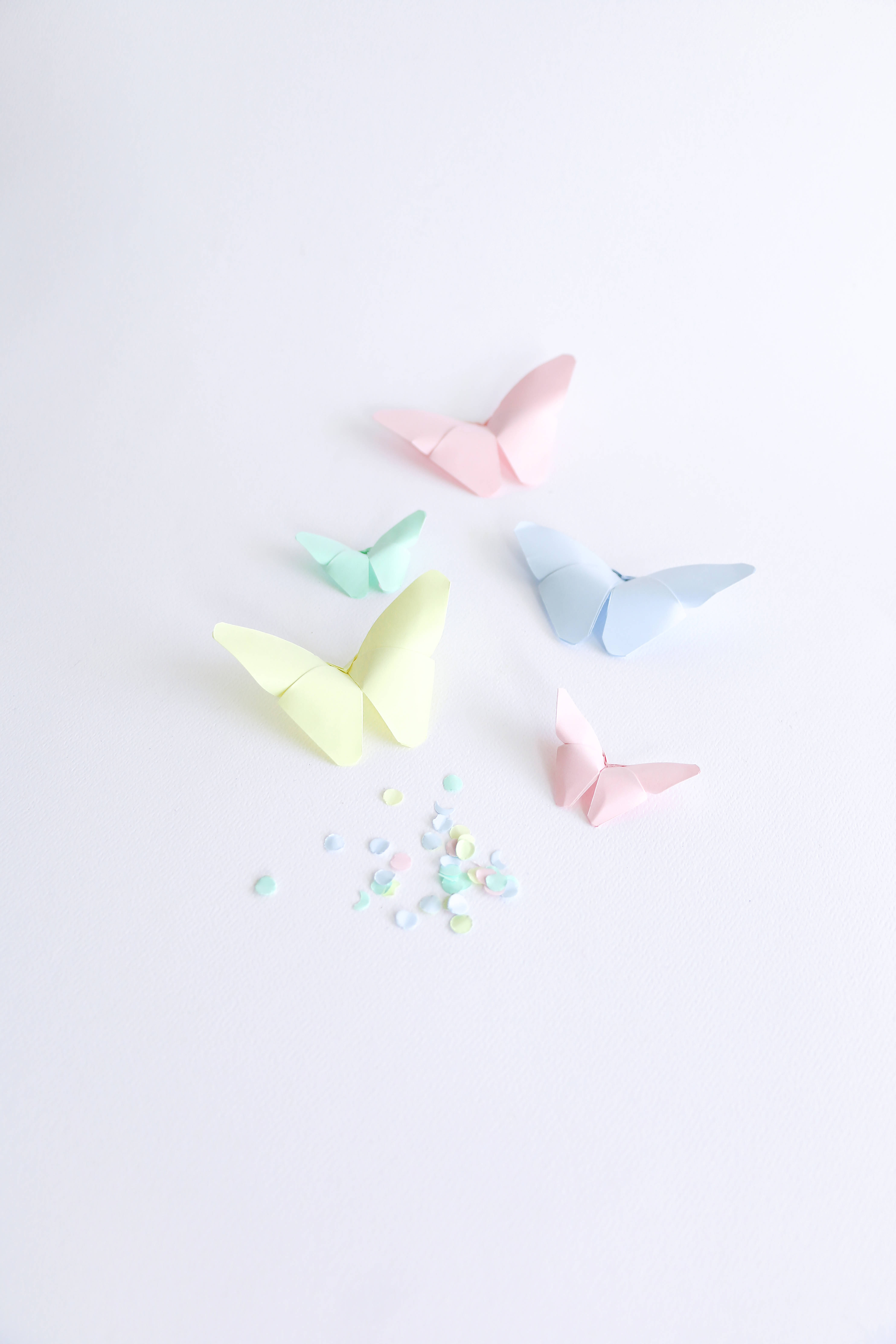 Bướm Origami Màu Pastel Dễ Thương Hình nền