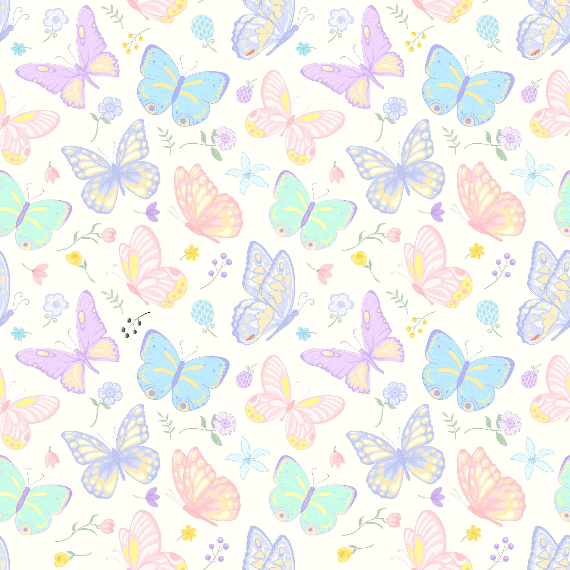 Bướm và Hoa Pastel Tuyệt Đẹp Hình nền