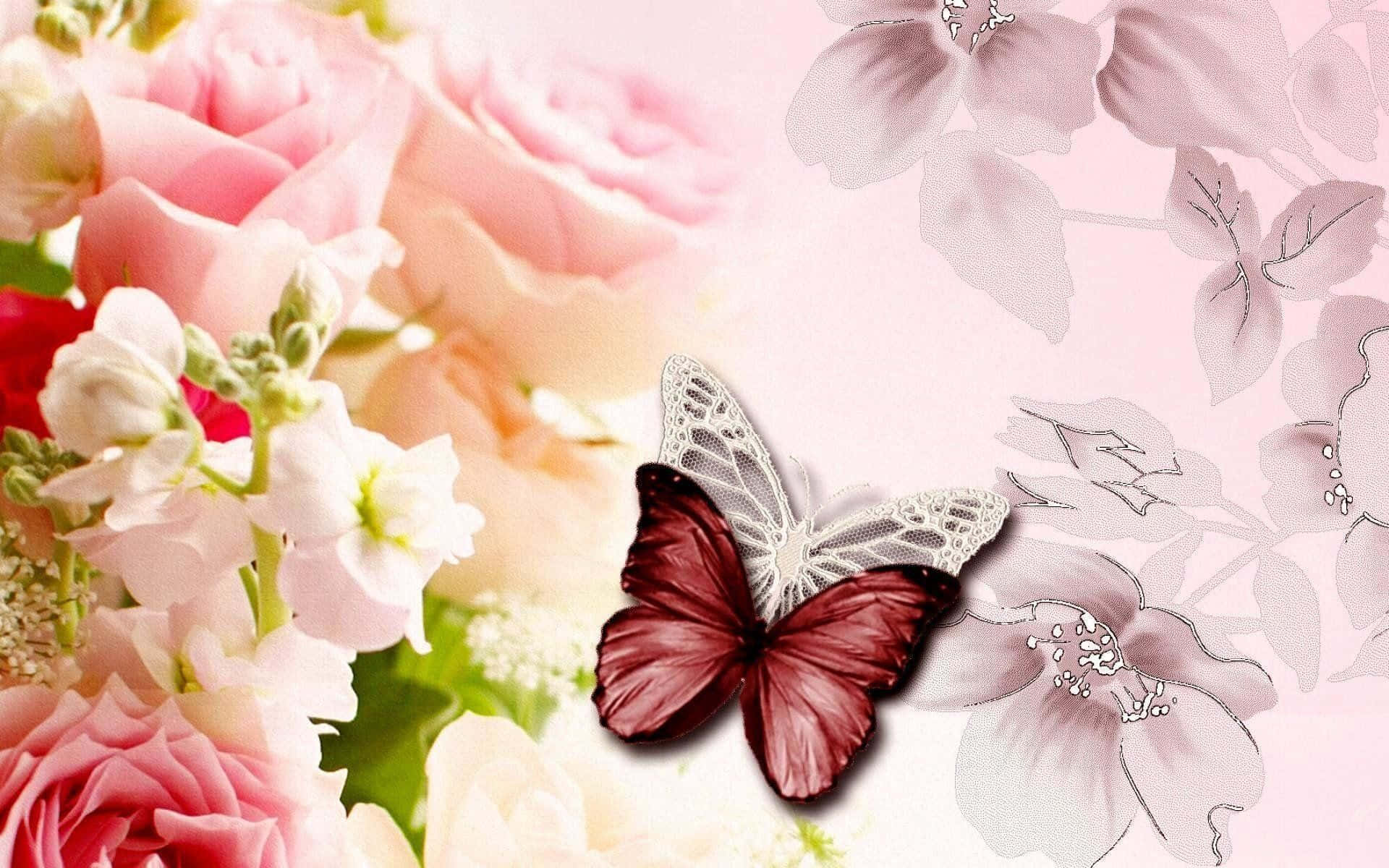 Bướm Với Hoa Đẹp Màn Hình Nền