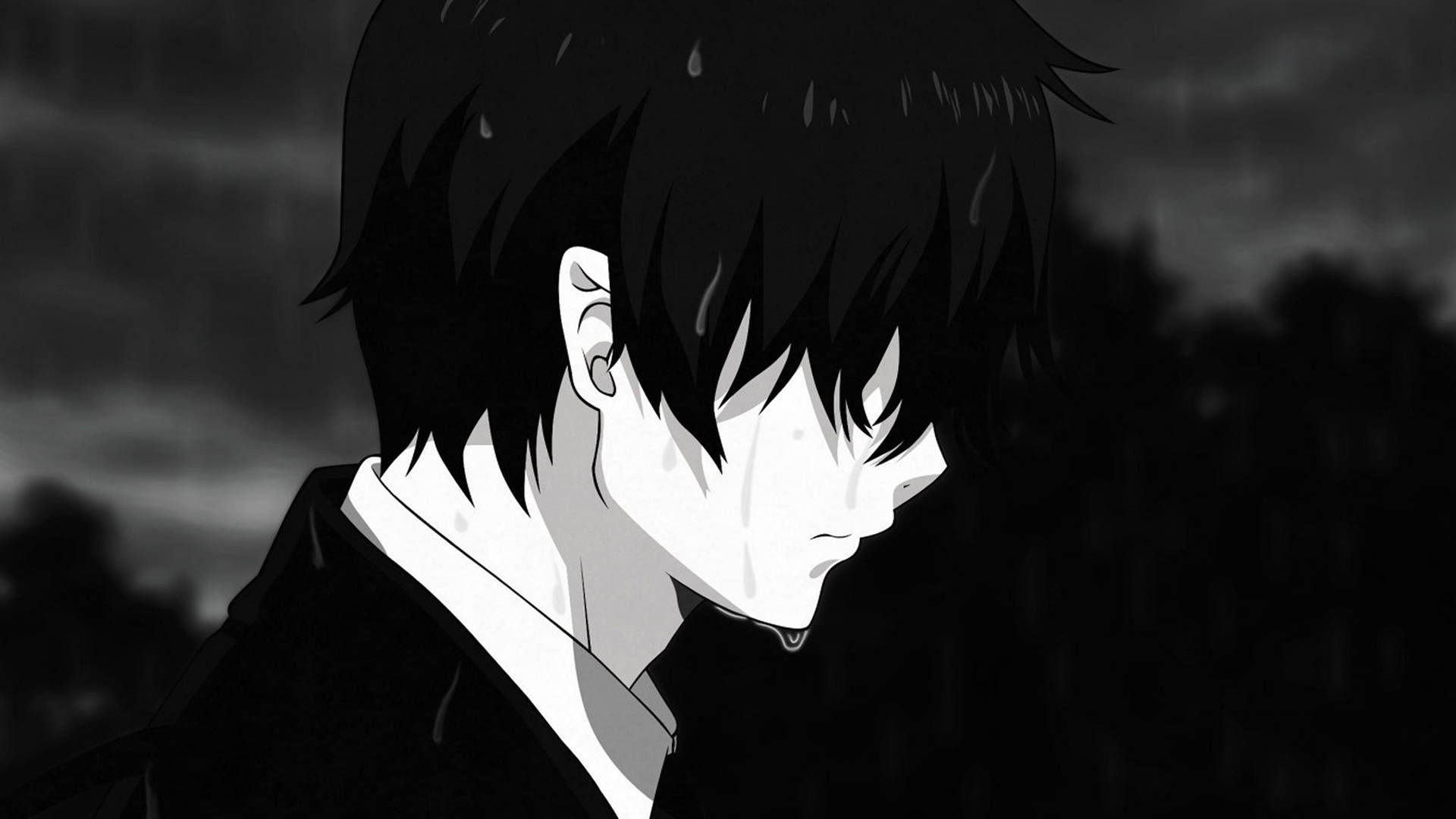 Buồn Anime 4k Người Đàn Ông Khóc Trong Mưa