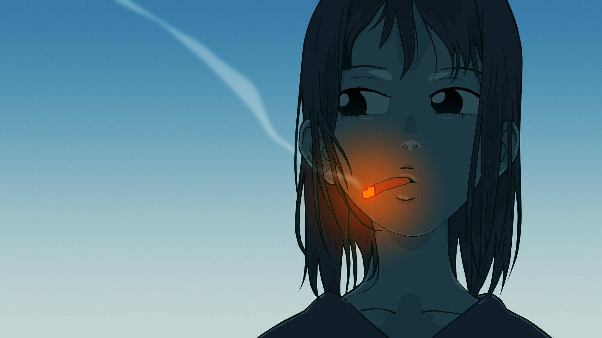 Buồn Anime Hút Thuốc Thẩm Mỹ Hình nền