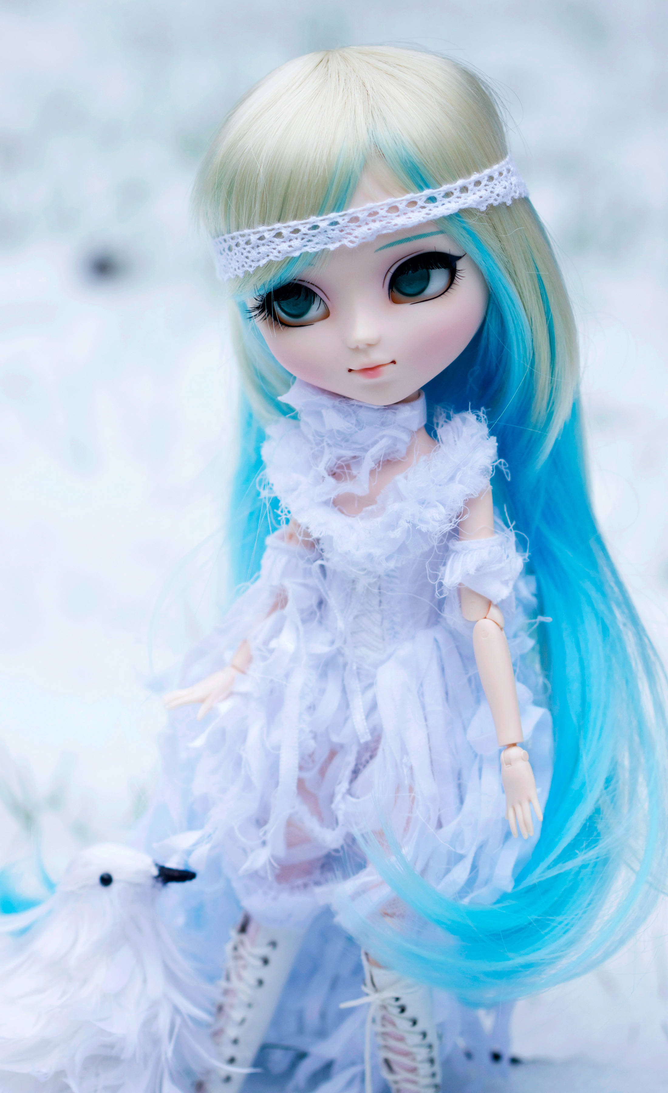 Búp Bê Barbie Dễ Thương Tóc Vàng Xanh Hình nền