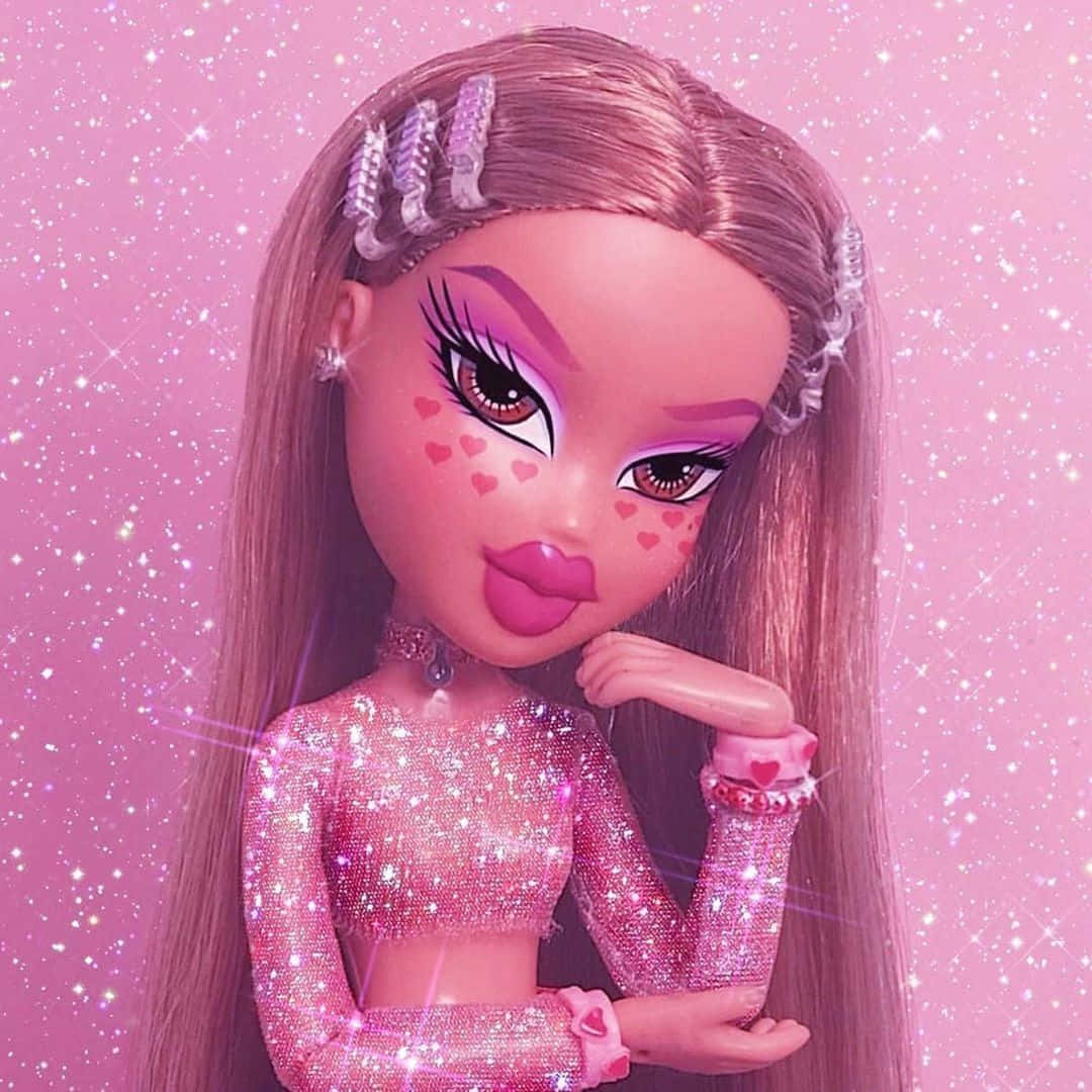 Búp bê Bratz thẩm mỹ ánh nhũ hồng Hình nền