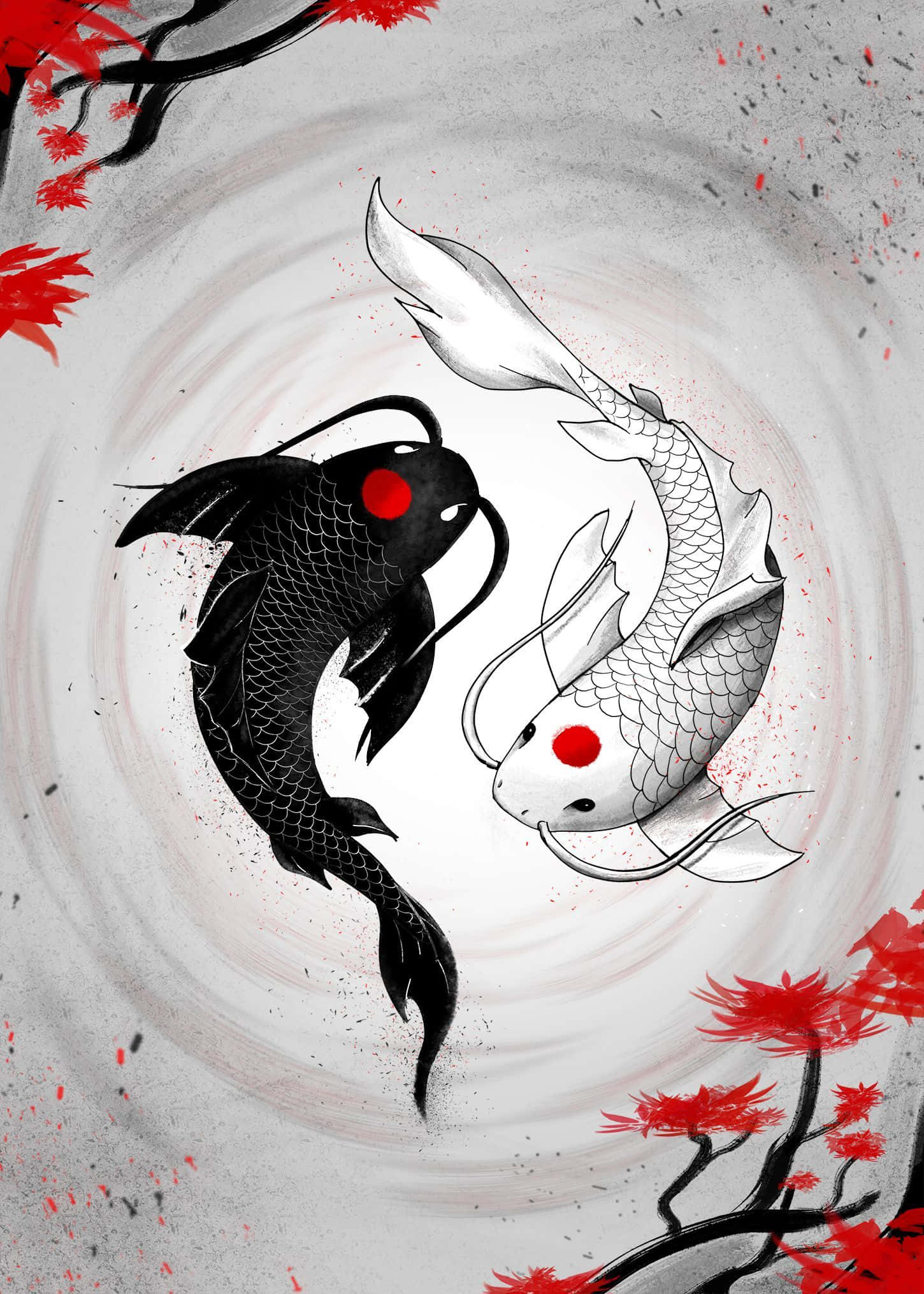 Cá Âm Dương Hài Hòa Hình nền
