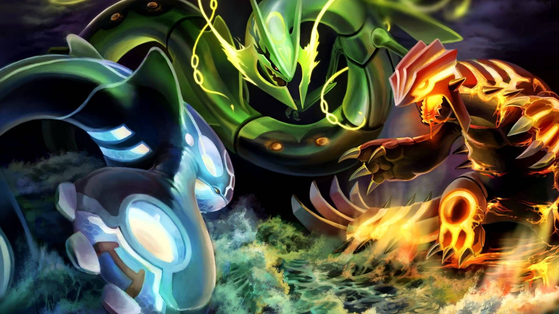 Hình nền chiến đấu của bộ ba Pokémon huyền thoại.