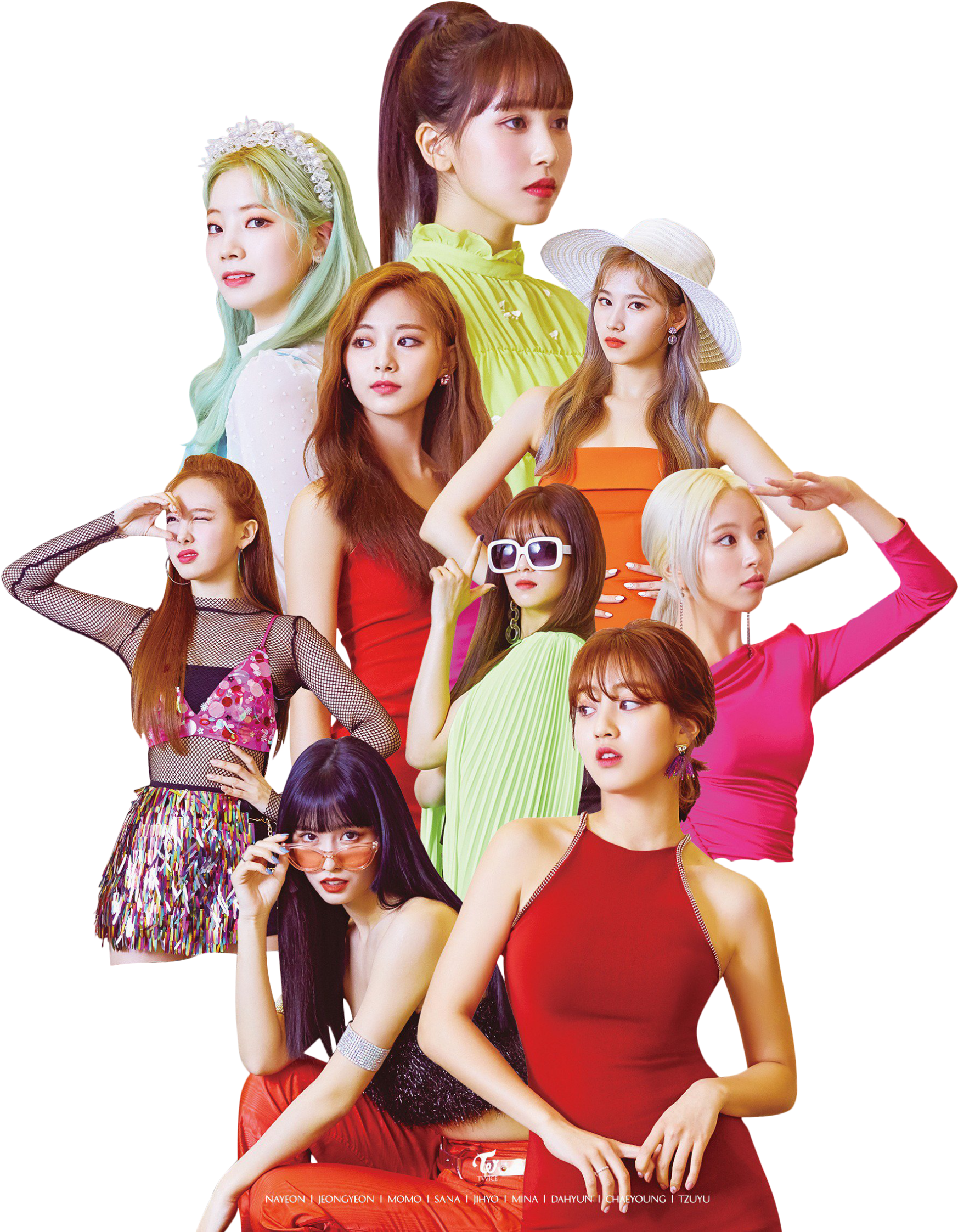Các Thành Viên Twice Phong Cách Thời Trang Sặc Sỡ Hình nền