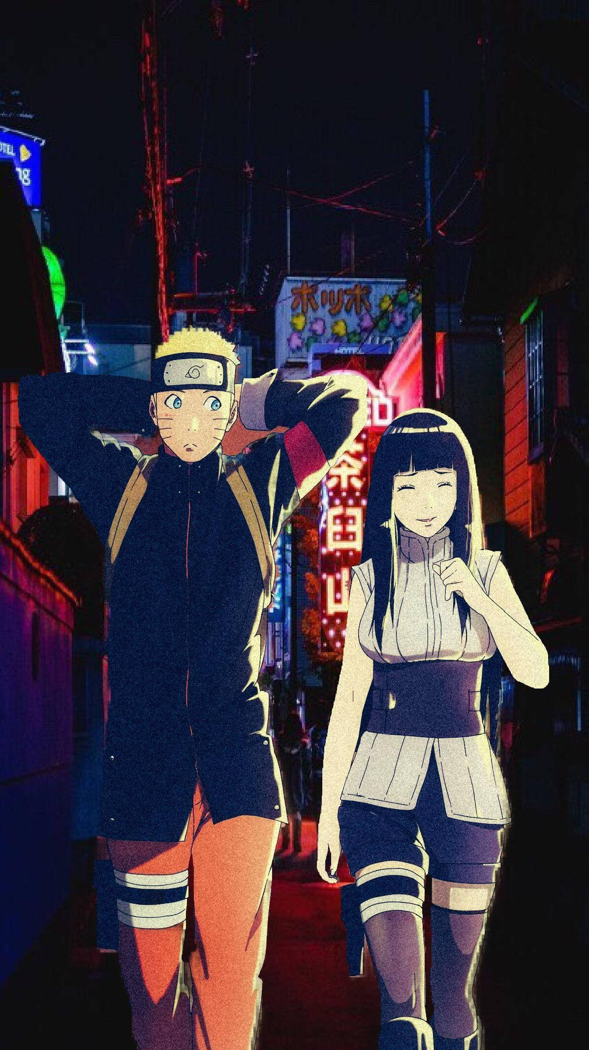 Cái ôm lãng mạn giữa Naruto và Hinata Hình nền