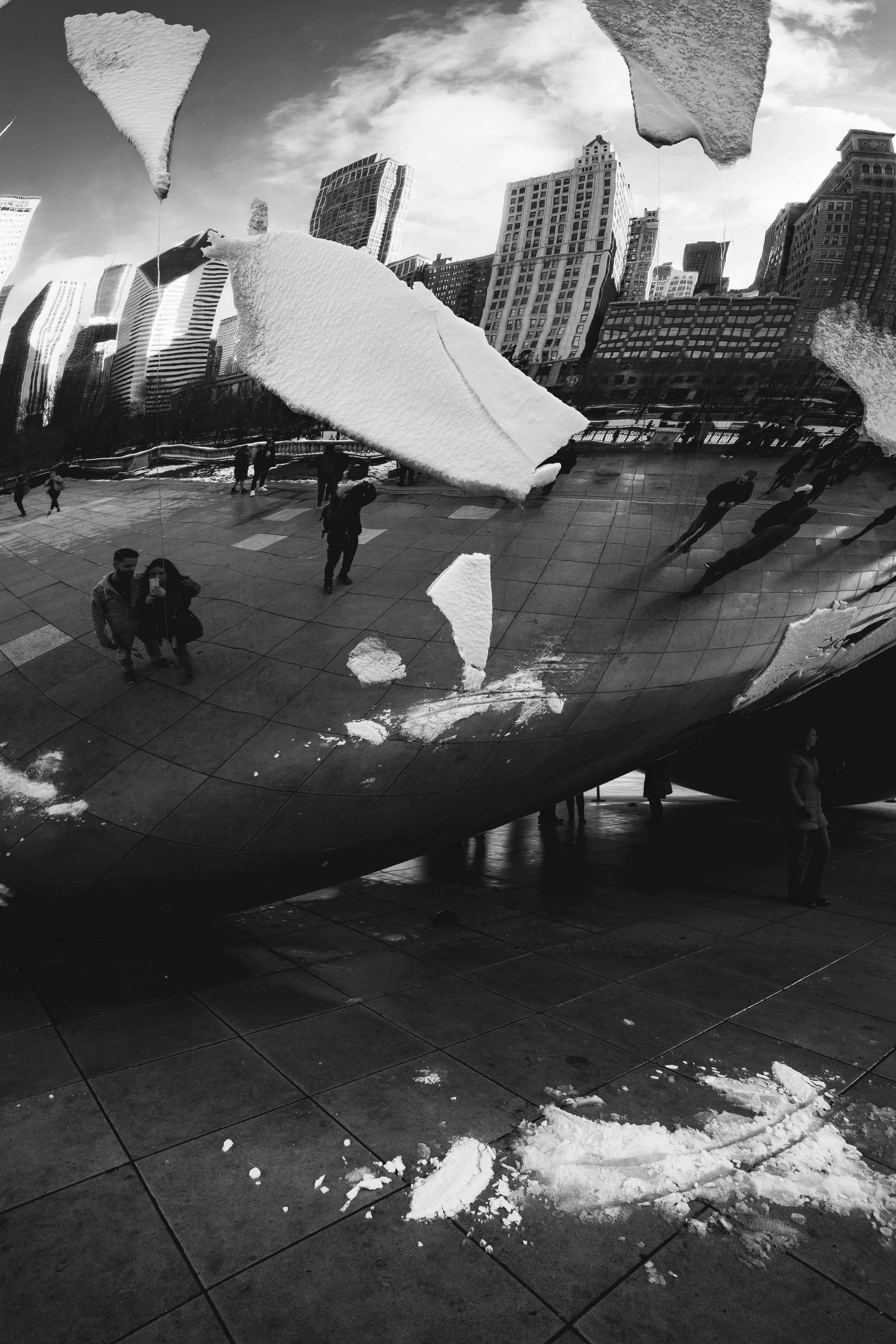 Cận cảnh đơn sắc The Bean phủ tuyết ở Chicago Hình nền